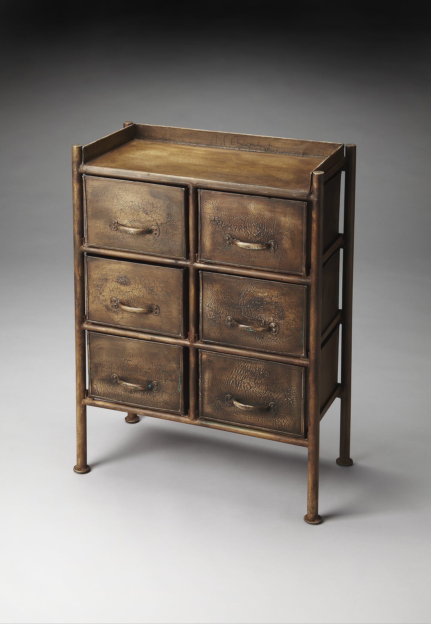 Butler Specialty Company Cameron 23 in. W Rectangular Iron Industrial Chic 6 Drawer Accent Chest, Bronze