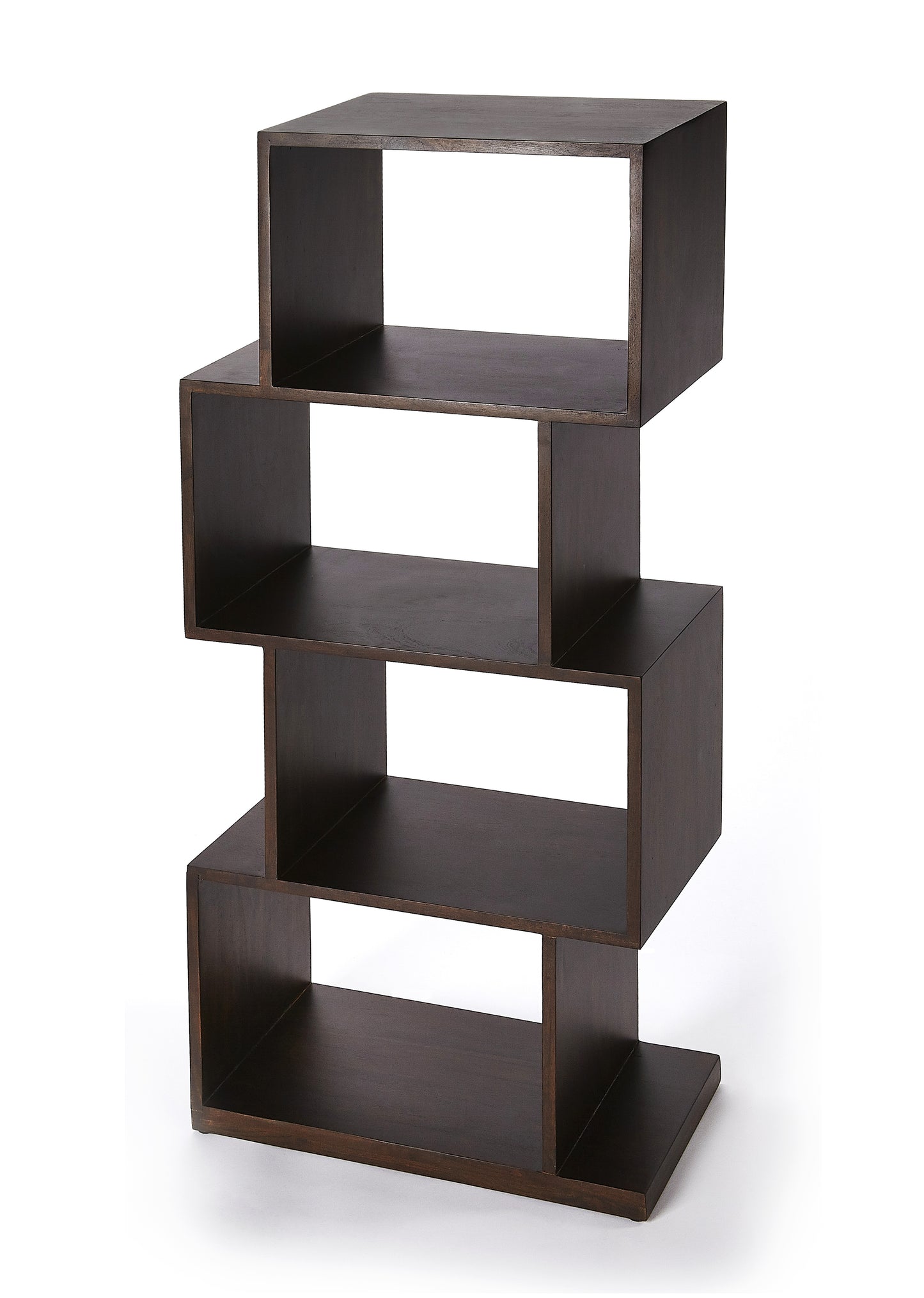 Butler Specialty Company Stockholm 21.5 in. W x 47.5 in. H Abstract Wood 4 Shelf Modern Etagere Bookshelf, Dark Brown