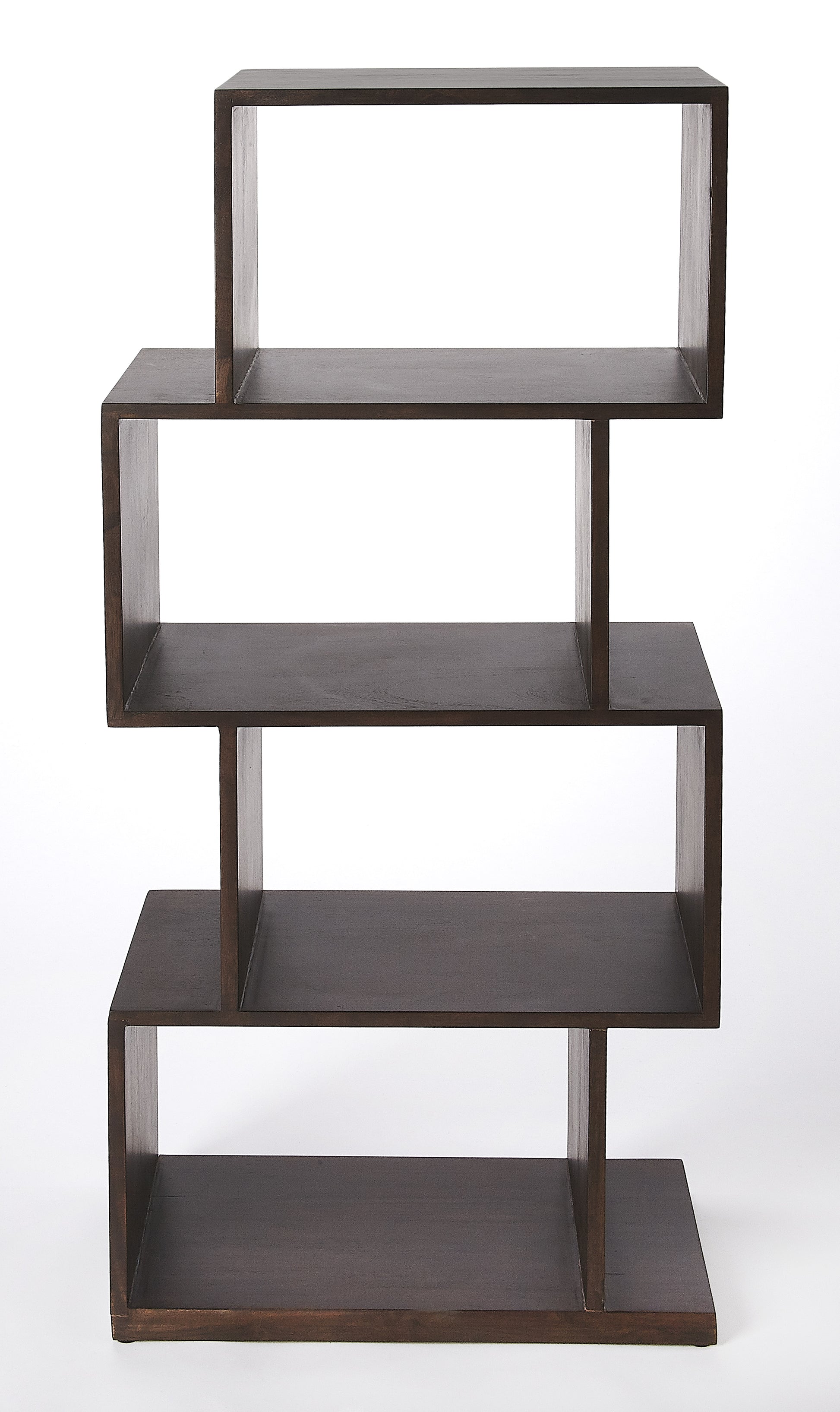 Butler Specialty Company Stockholm 21.5 in. W x 47.5 in. H Abstract Wood 4 Shelf Modern Etagere Bookshelf, Dark Brown