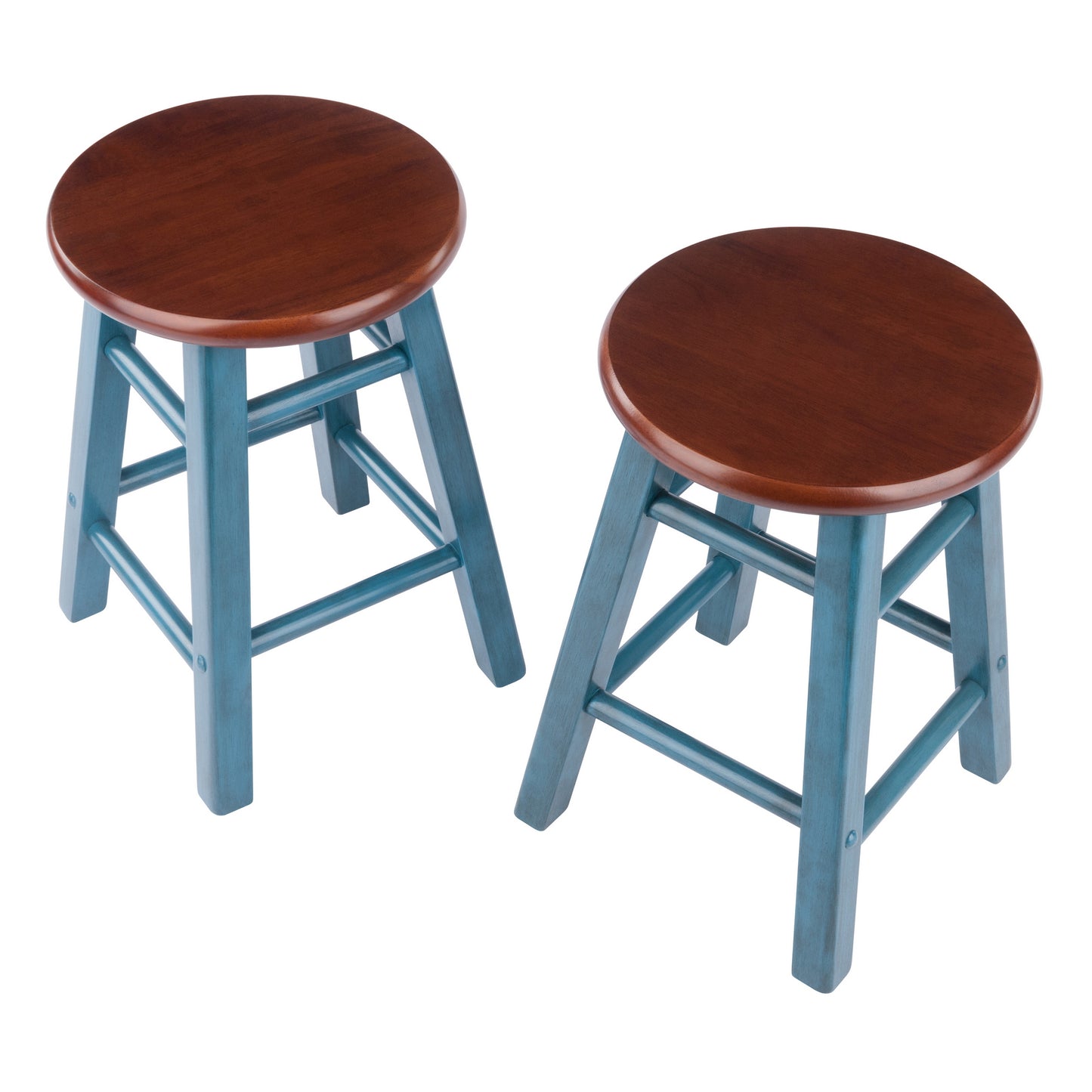 Element 2-Pc Dining Stool Set, Rustic Teal & Walnut