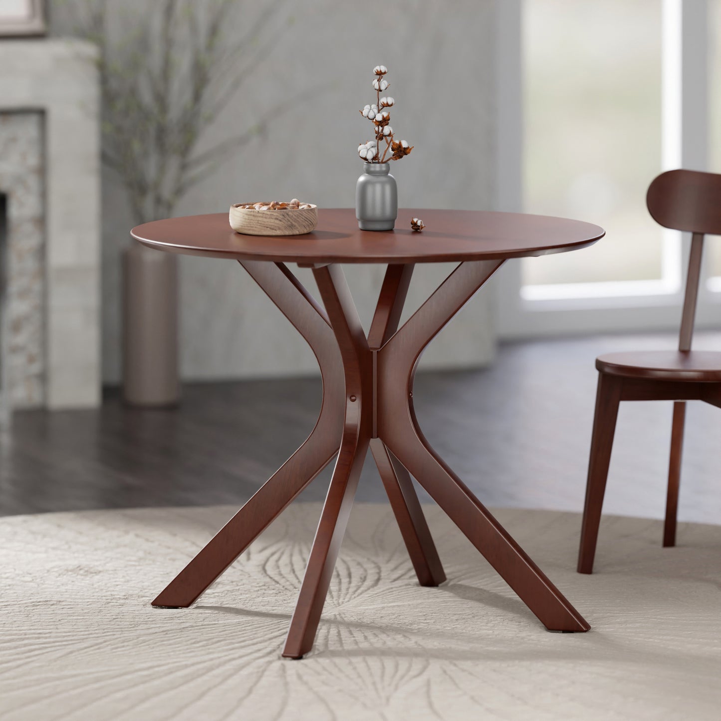 Lexa Dining Table with Splayed Legs, Walnut Finish