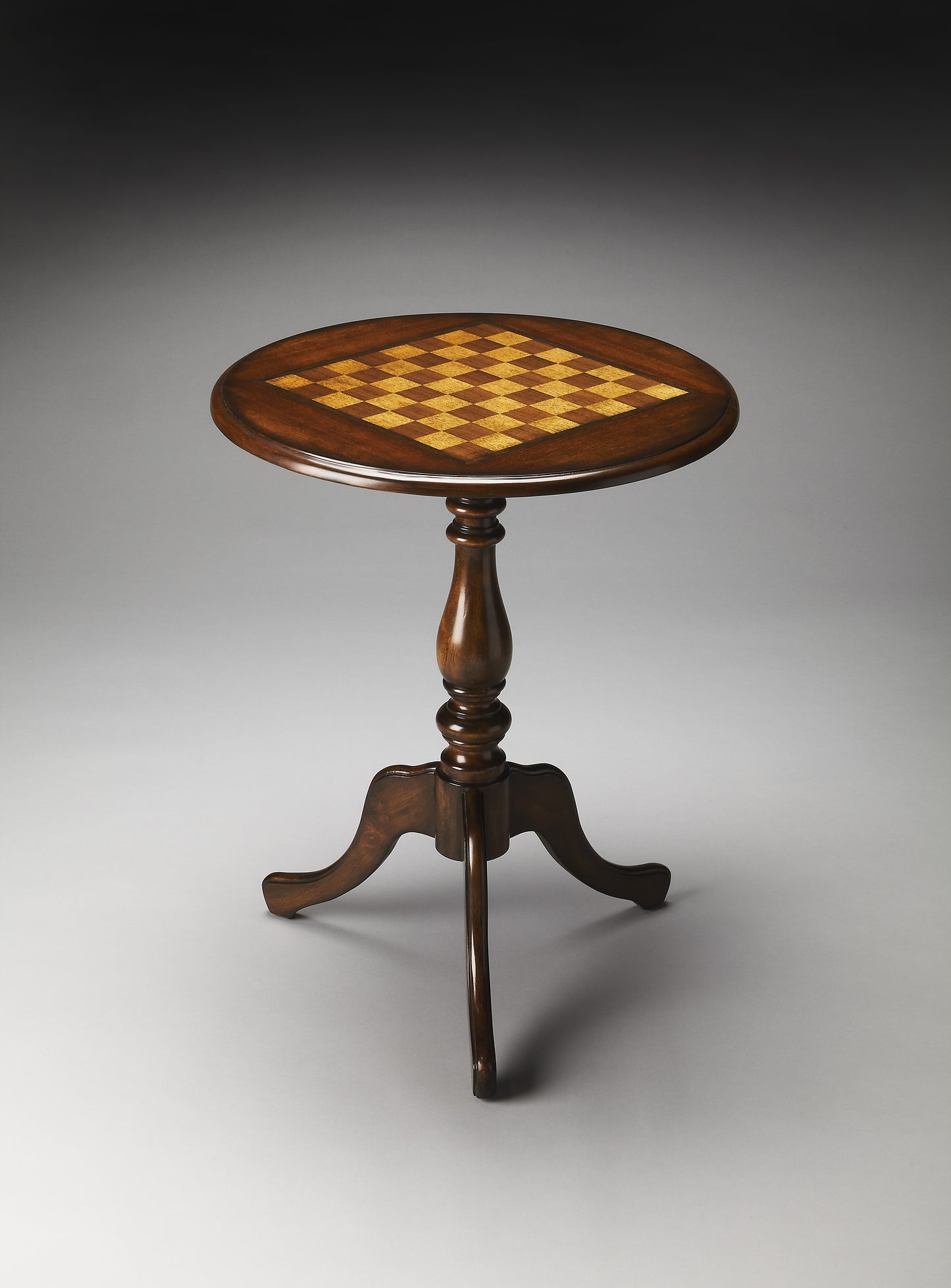 Butler Specialty Company Colbert 22 in. W Round  Wood Pedestal Game/Accent Table, Dark Brown