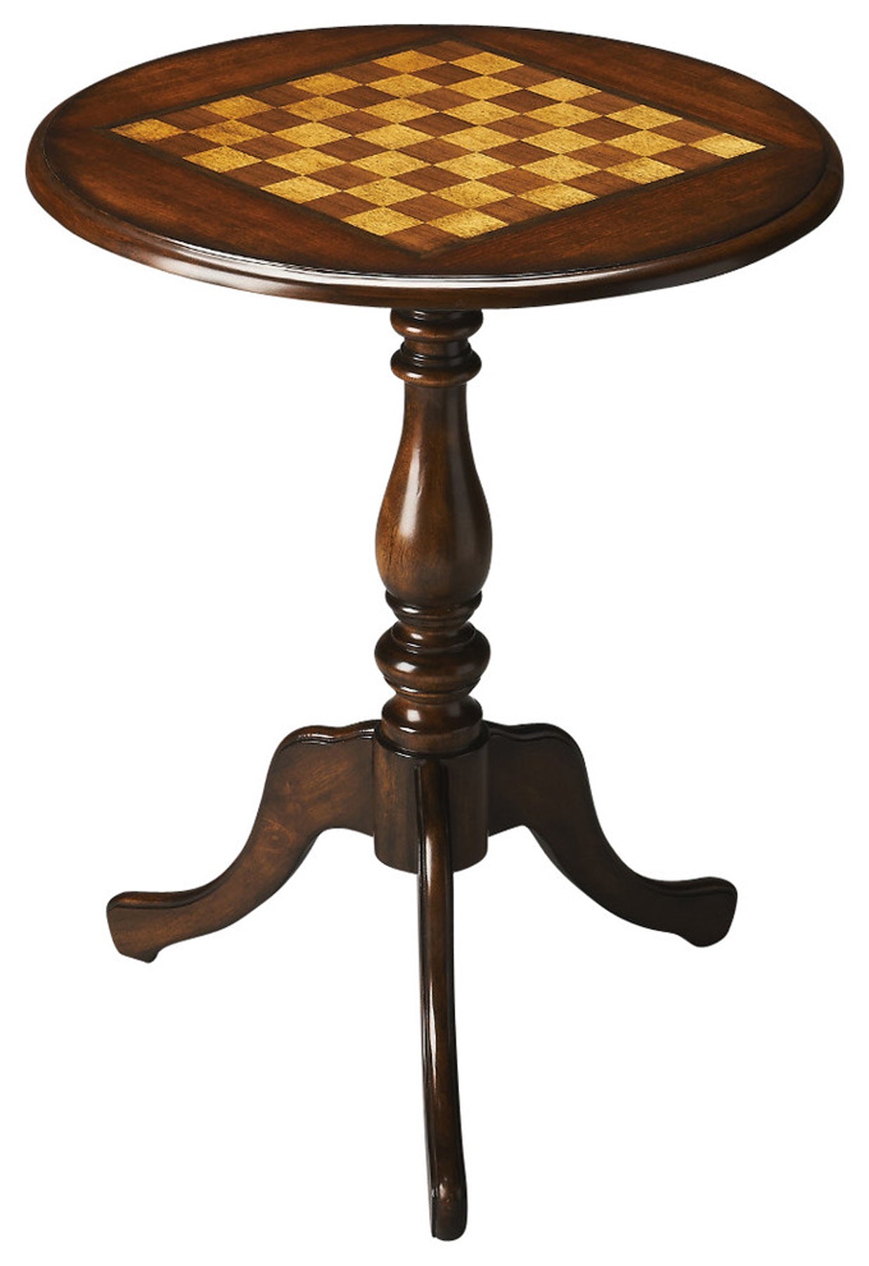 Butler Specialty Company Colbert 22 in. W Round  Wood Pedestal Game/Accent Table, Dark Brown