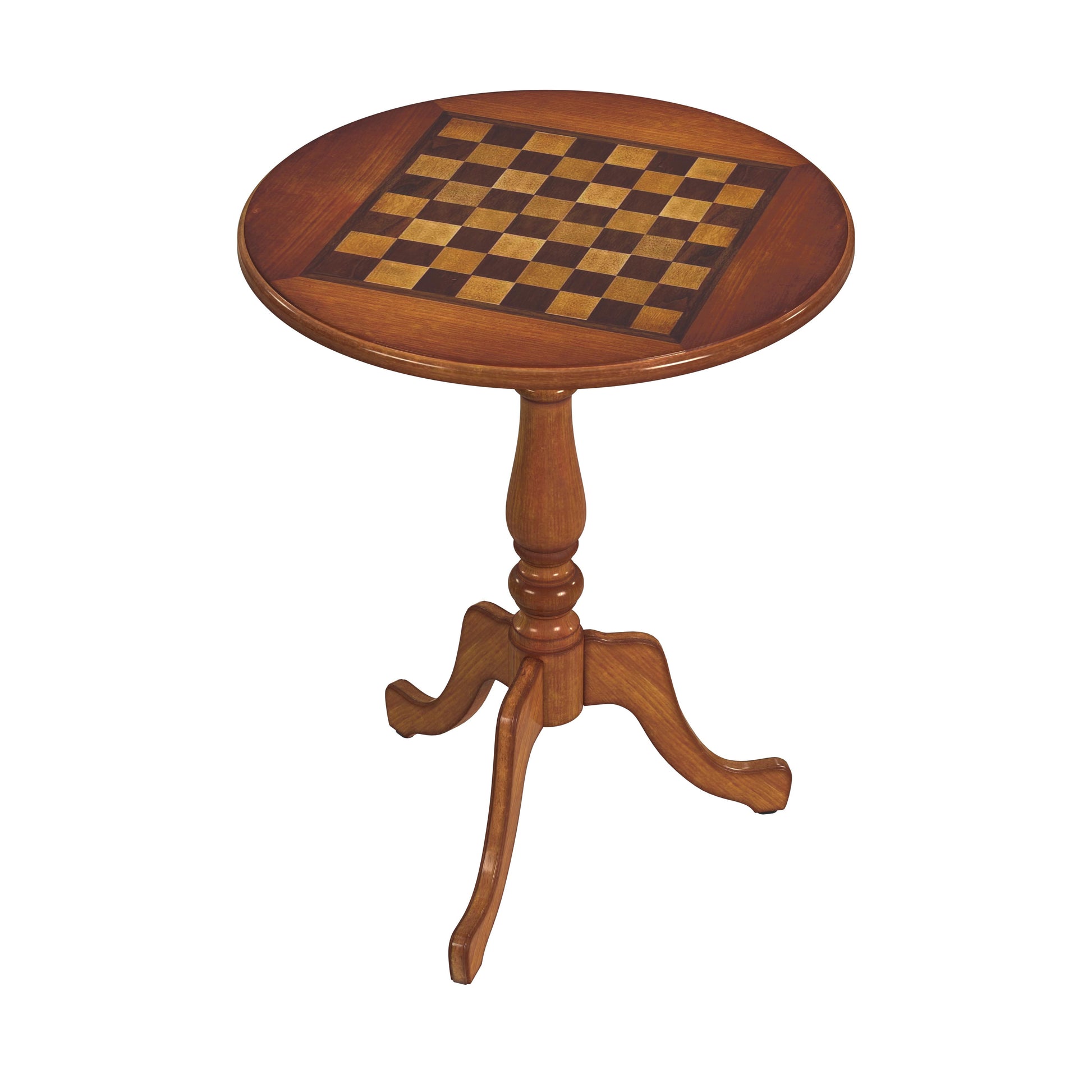 Butler Specialty Company Colbert 22 in. W Round  Wood Pedestal Game/Accent Table, Medium Brown