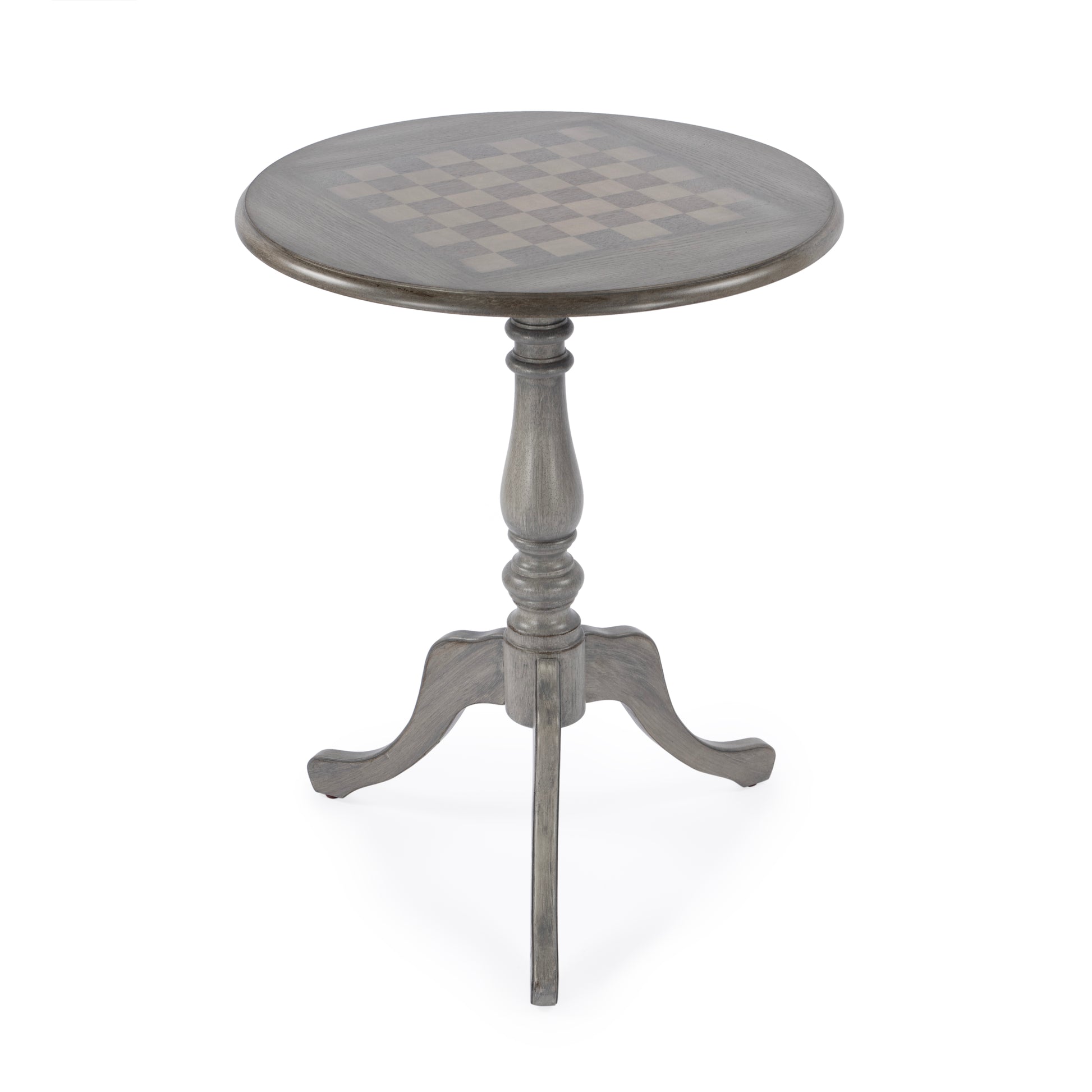 Butler Specialty Company Colbert 22 in. W Round  Wood Pedestal Game/Accent Table, Gray