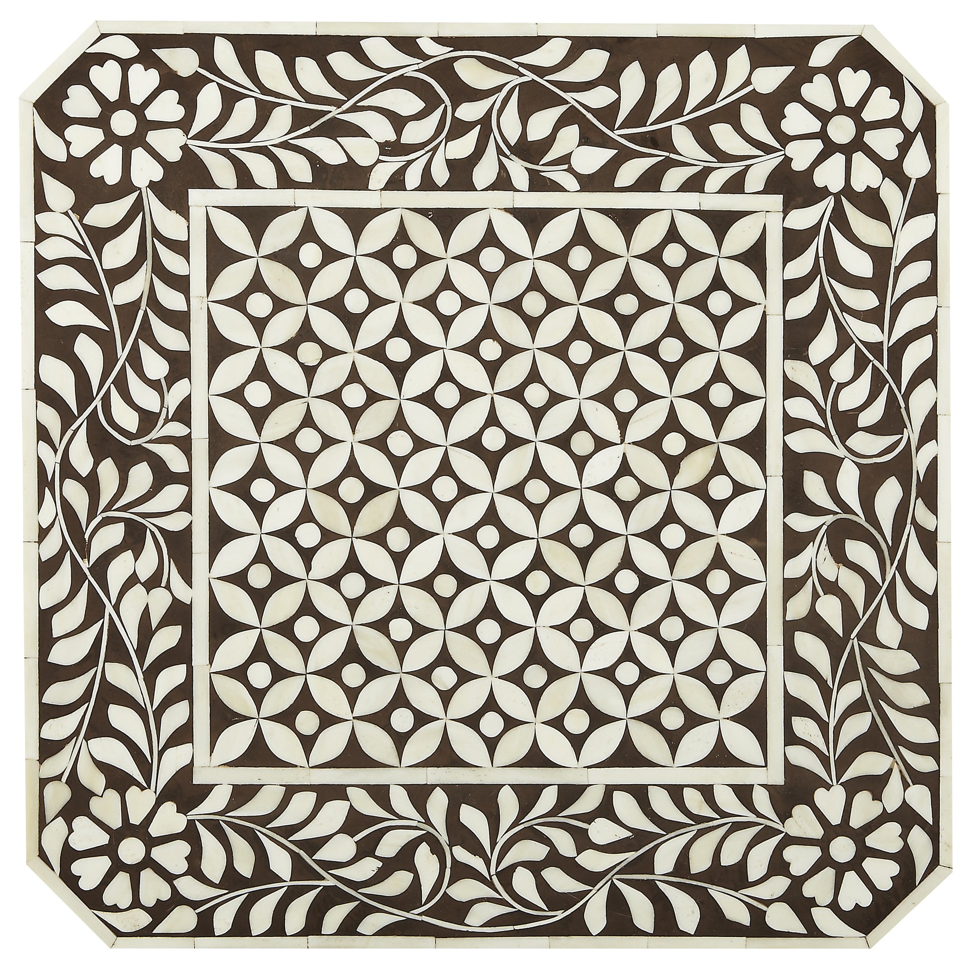 Butler Specialty Company Amelia 18.25 in. W Square Bone Inlay Side Table with Lower Open Shelf, Light Brown