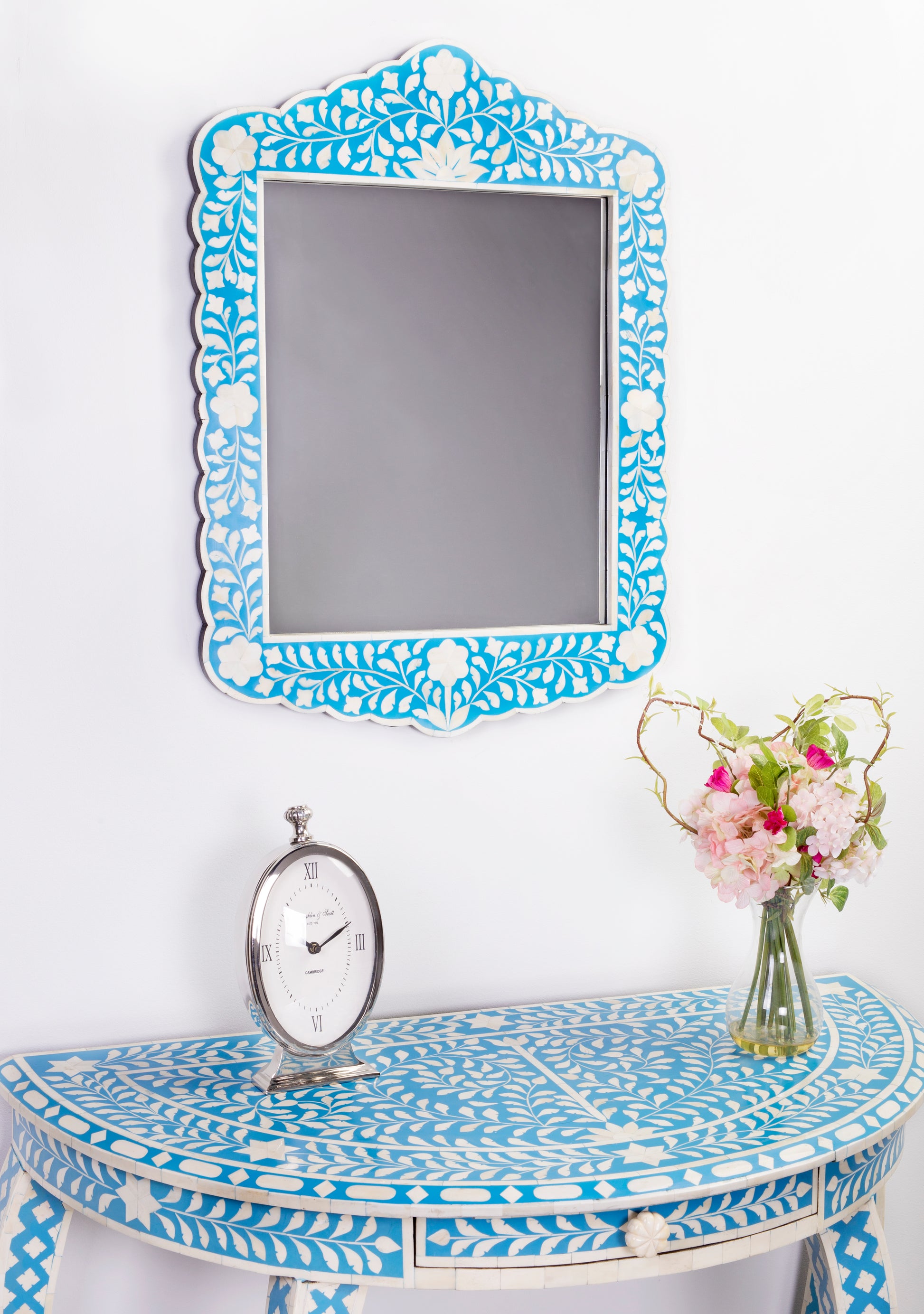 Butler Specialty Company Vivienne 20 in. W x 28 in. H Bone Inlay Vertical Accent Wall Mirror, Sky Blue