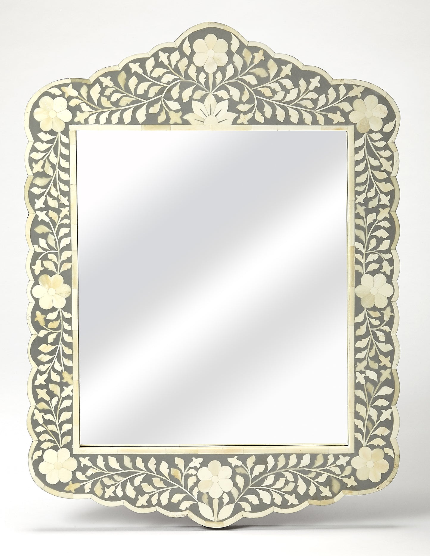 Butler Specialty Company Vivienne 20 in. W x 28 in. H Bone Inlay Vertical Accent Wall Mirror, Gray