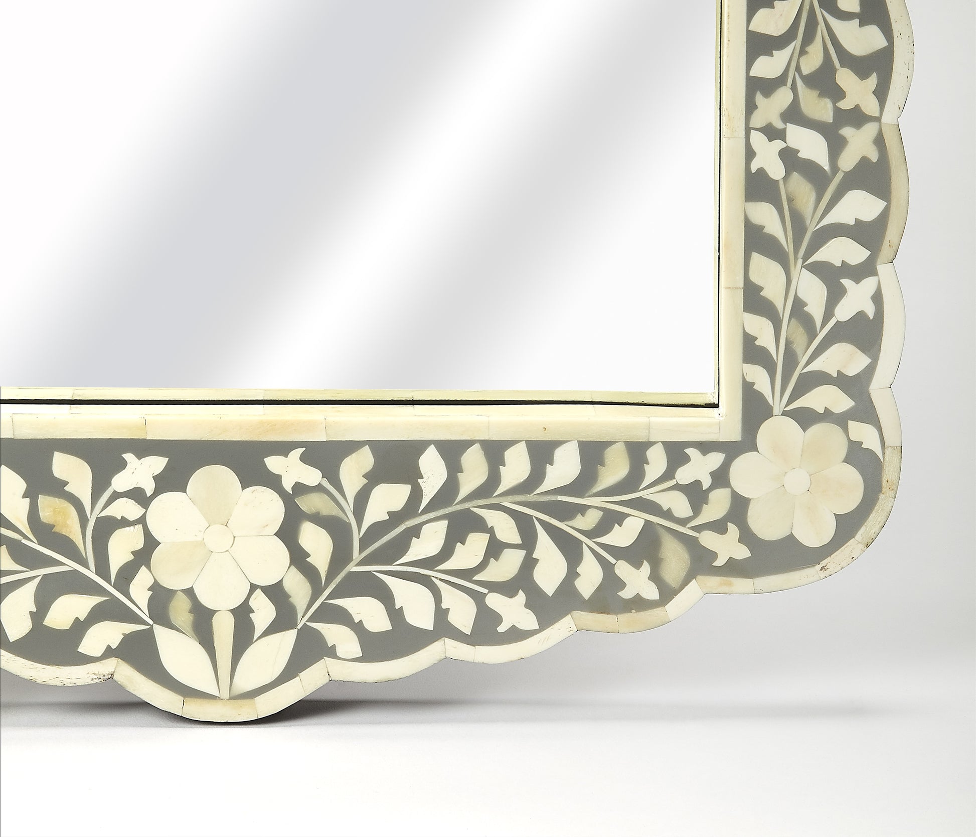 Butler Specialty Company Vivienne 20 in. W x 28 in. H Bone Inlay Vertical Accent Wall Mirror, Gray