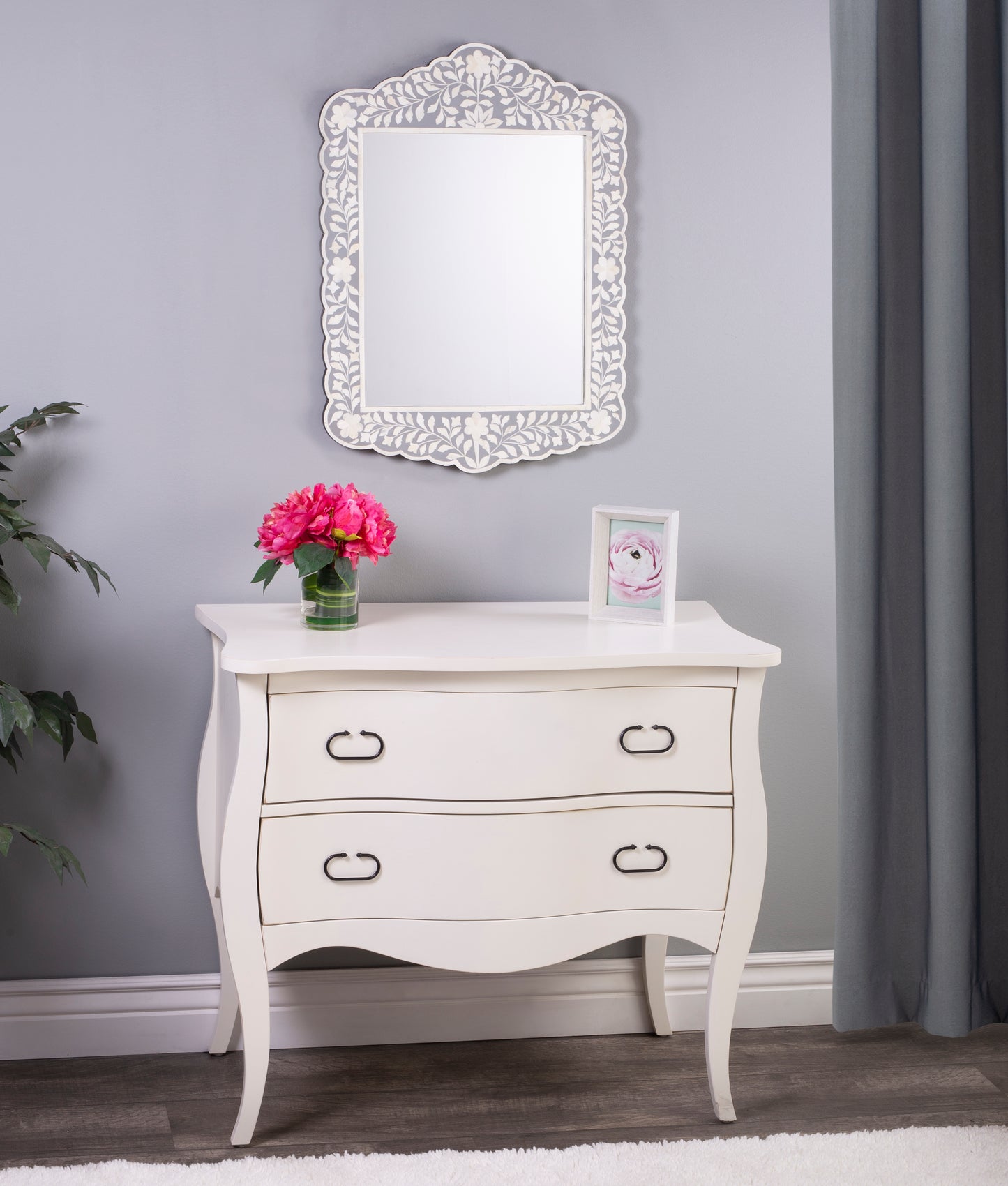 Butler Specialty Company Vivienne 20 in. W x 28 in. H Bone Inlay Vertical Accent Wall Mirror, Gray