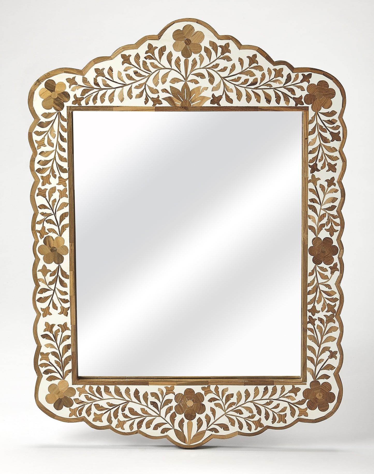 Butler Specialty Company Vivienne 20 in. W x 28 in. H Bone Inlay Vertical Accent Wall Mirror, Light Brown