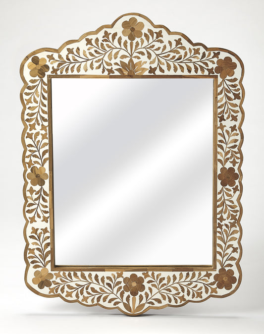 Butler Specialty Company Vivienne 20 in. W x 28 in. H Bone Inlay Vertical Accent Wall Mirror, Light Brown