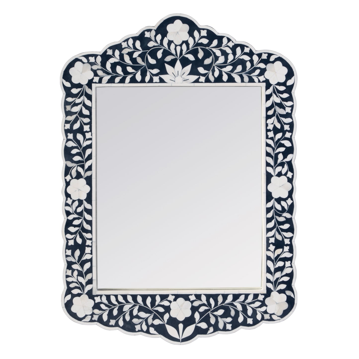 Butler Specialty Company Vivienne 20 in. W x 28 in. H Bone Inlay Vertical Accent Wall Mirror, Navy Blue