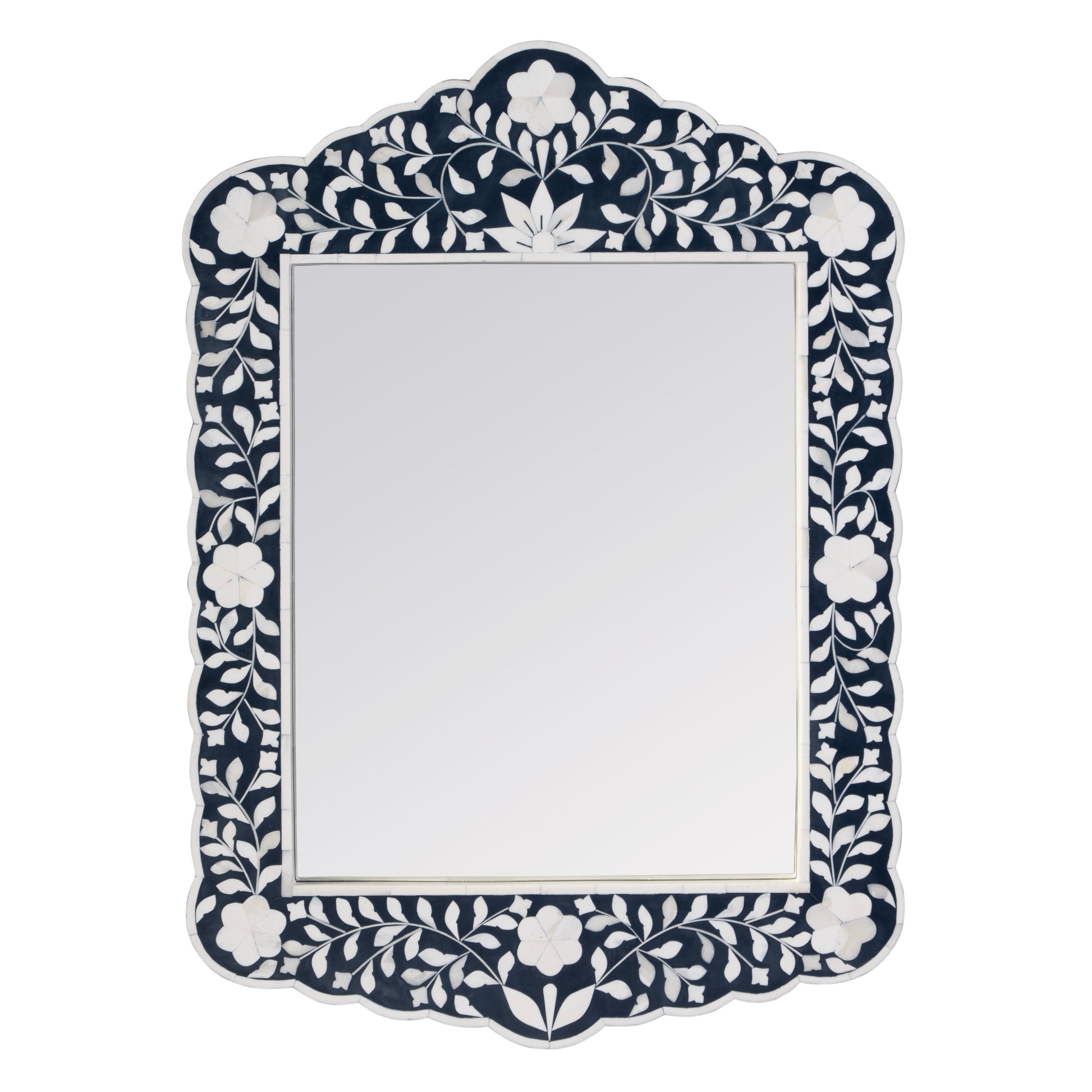 Butler Specialty Company Vivienne 20 in. W x 28 in. H Bone Inlay Vertical Accent Wall Mirror, Navy Blue
