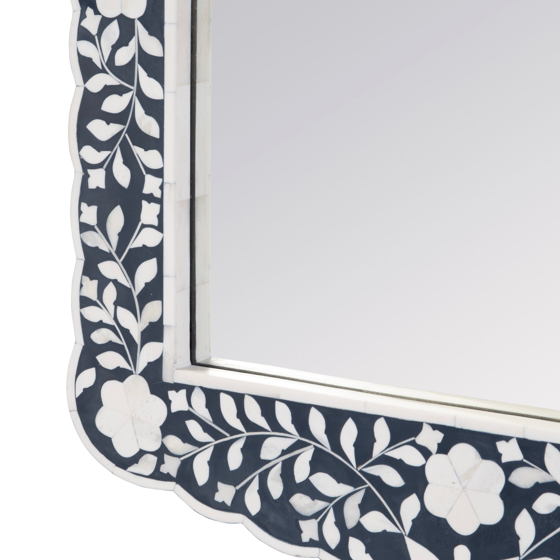 Butler Specialty Company Vivienne 20 in. W x 28 in. H Bone Inlay Vertical Accent Wall Mirror, Navy Blue