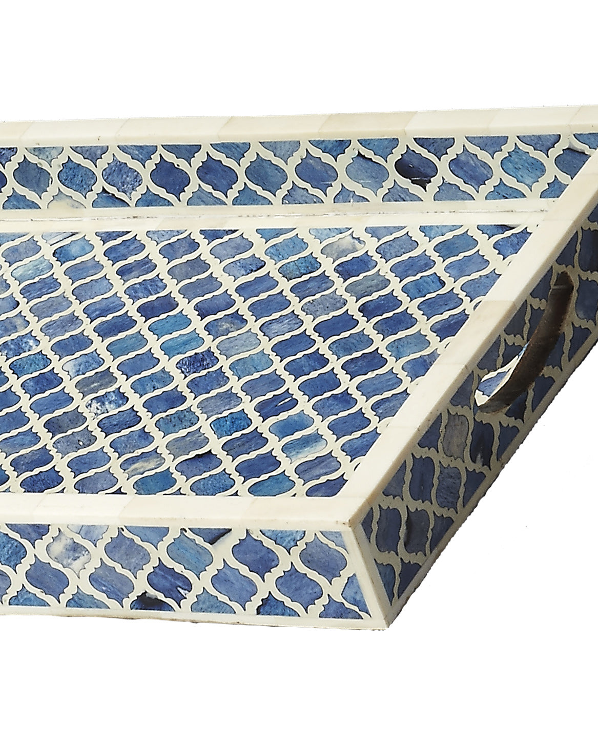 Butler Specialty Company Meknes 12 in. W Rectangular Bone Inlay Serving Tray, Blue