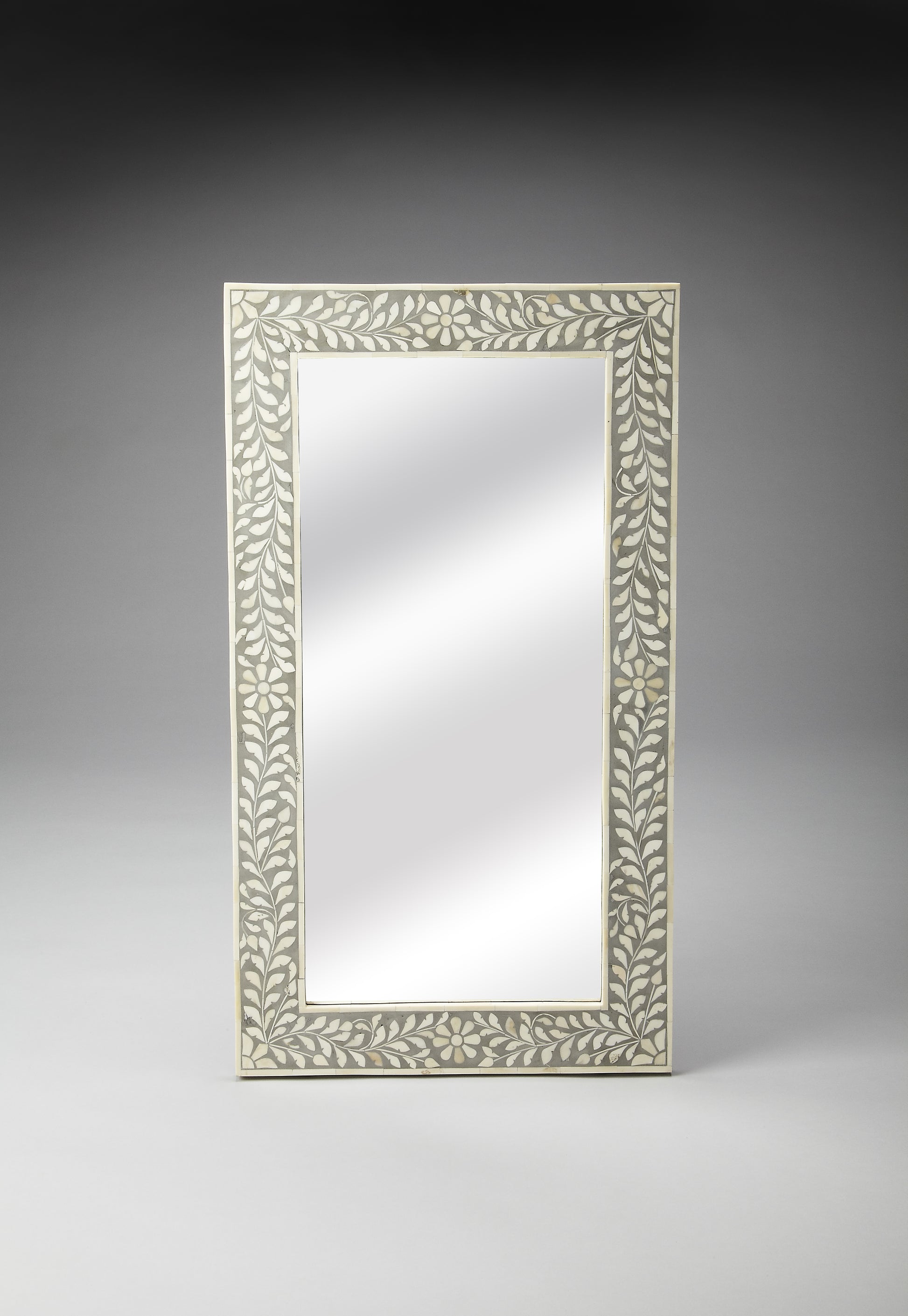 Butler Specialty Company Vivienne 20.5 in. W x 36.5 in. H Rectangular Bone Inlay Wall Mirror, Gray