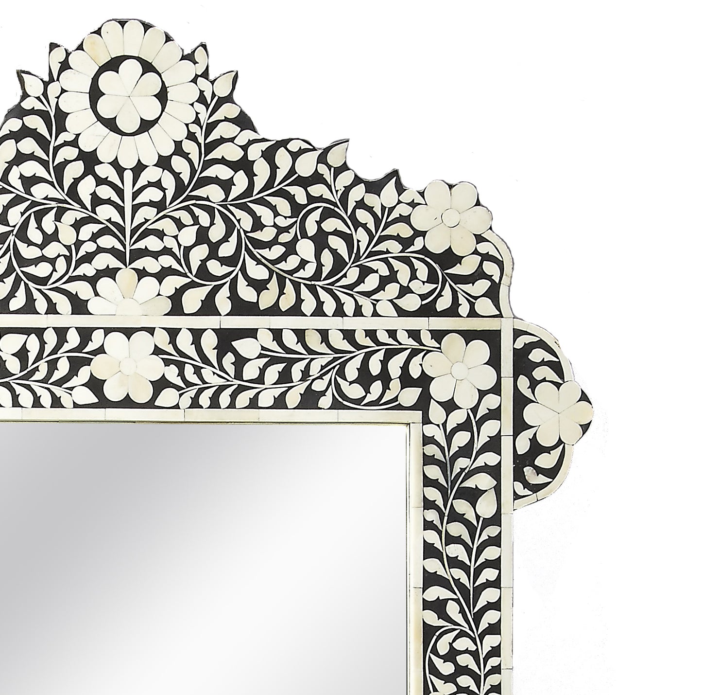 Butler Specialty Company Vivienne 28 in. W x 48 in. H Rectangular Crown Bone Inlay Wall Mirror, Black and White