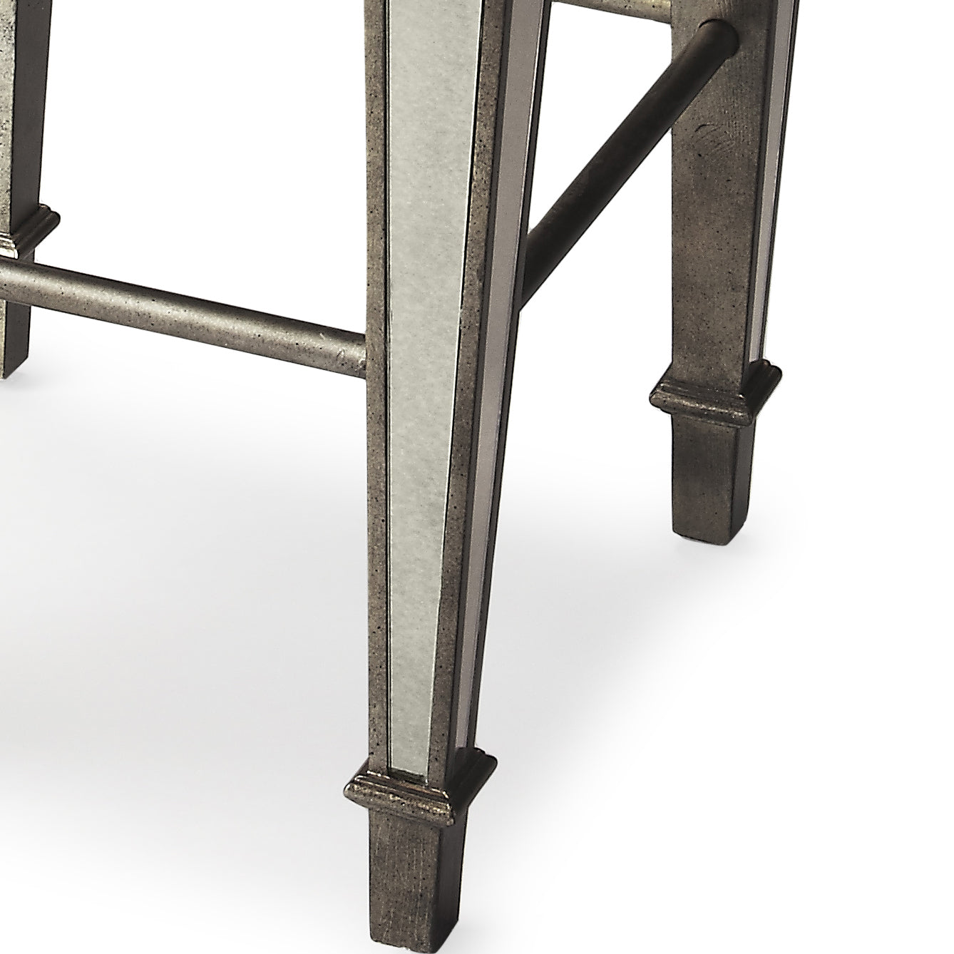 Butler Specialty Company Celeste 30 in. Seat Height Upholstered and Mirrored Bar Stool, Silver