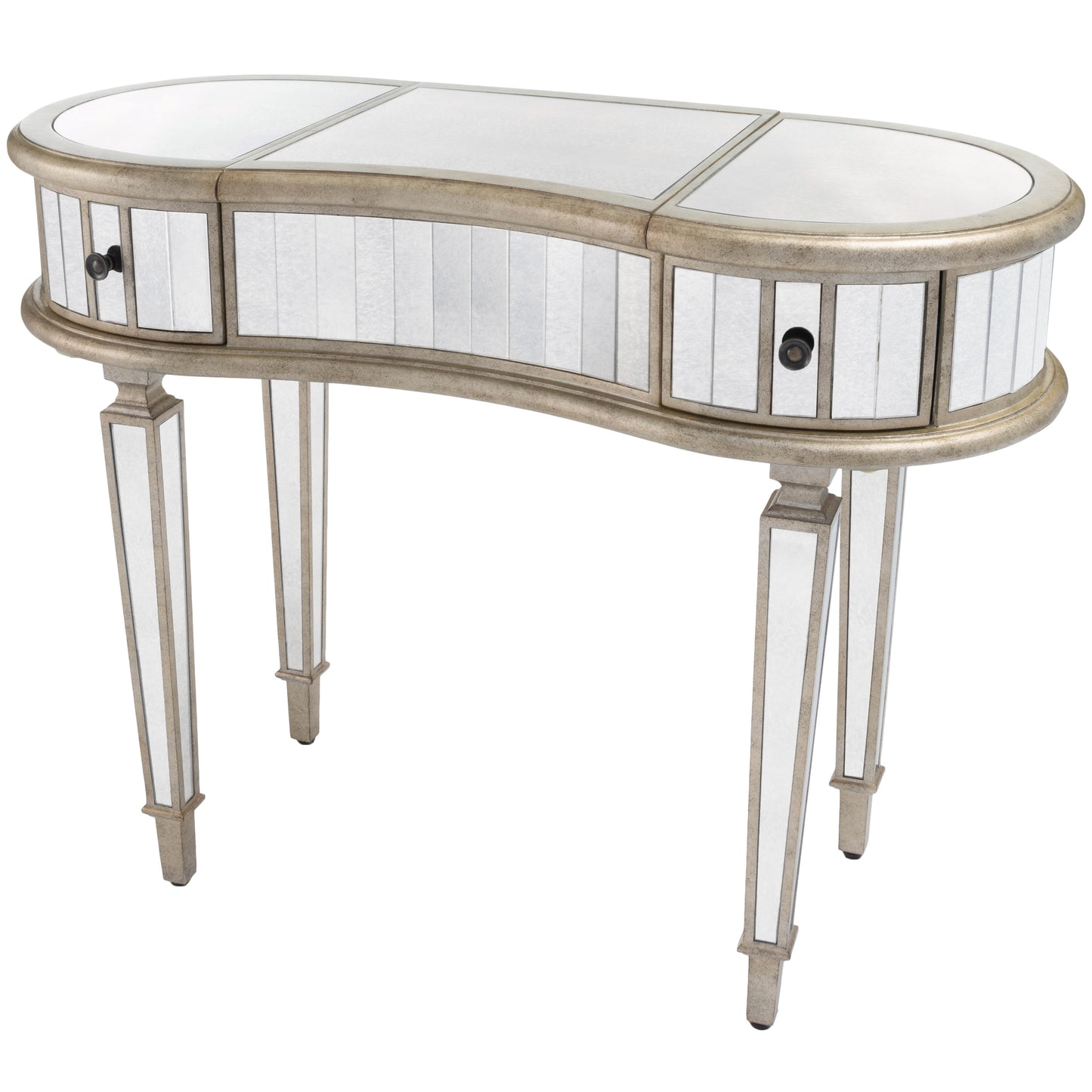 Butler Specialty Company Constance 40 in. W Rectangular Mirrored 2 Drawer Vanity Table, Silver