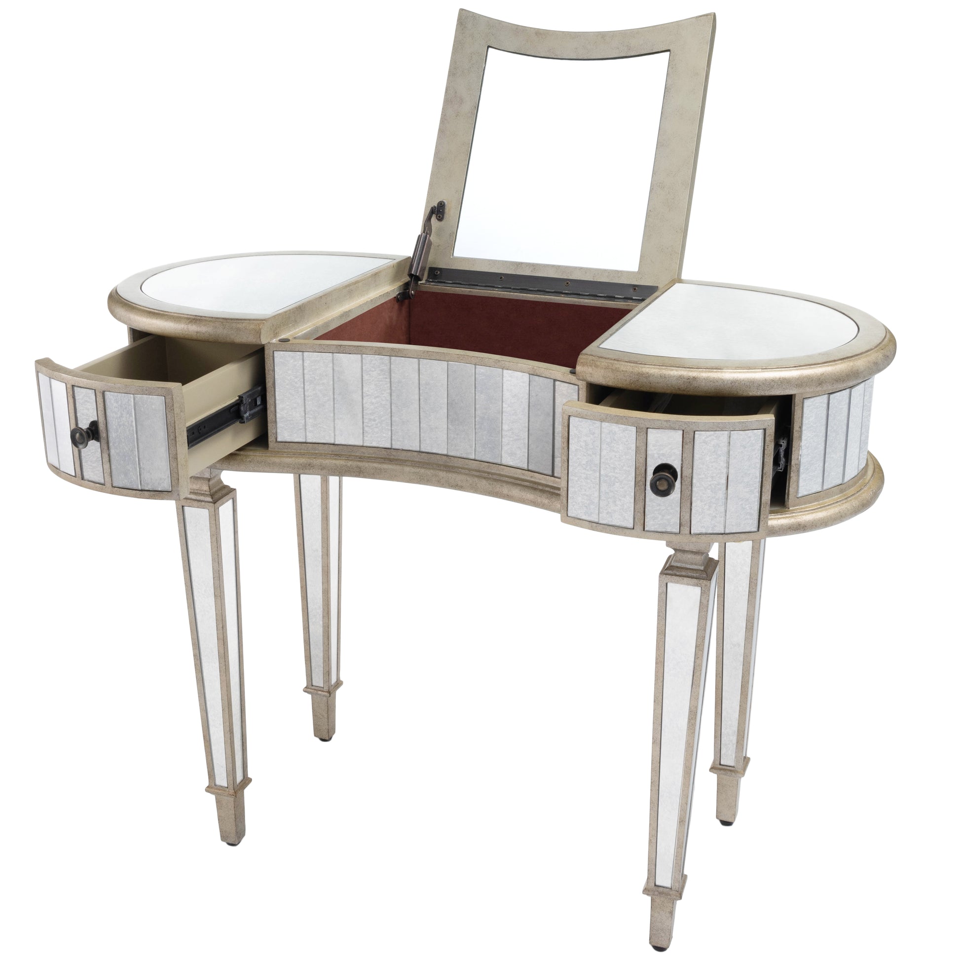 Butler Specialty Company Constance 40 in. W Rectangular Mirrored 2 Drawer Vanity Table, Silver