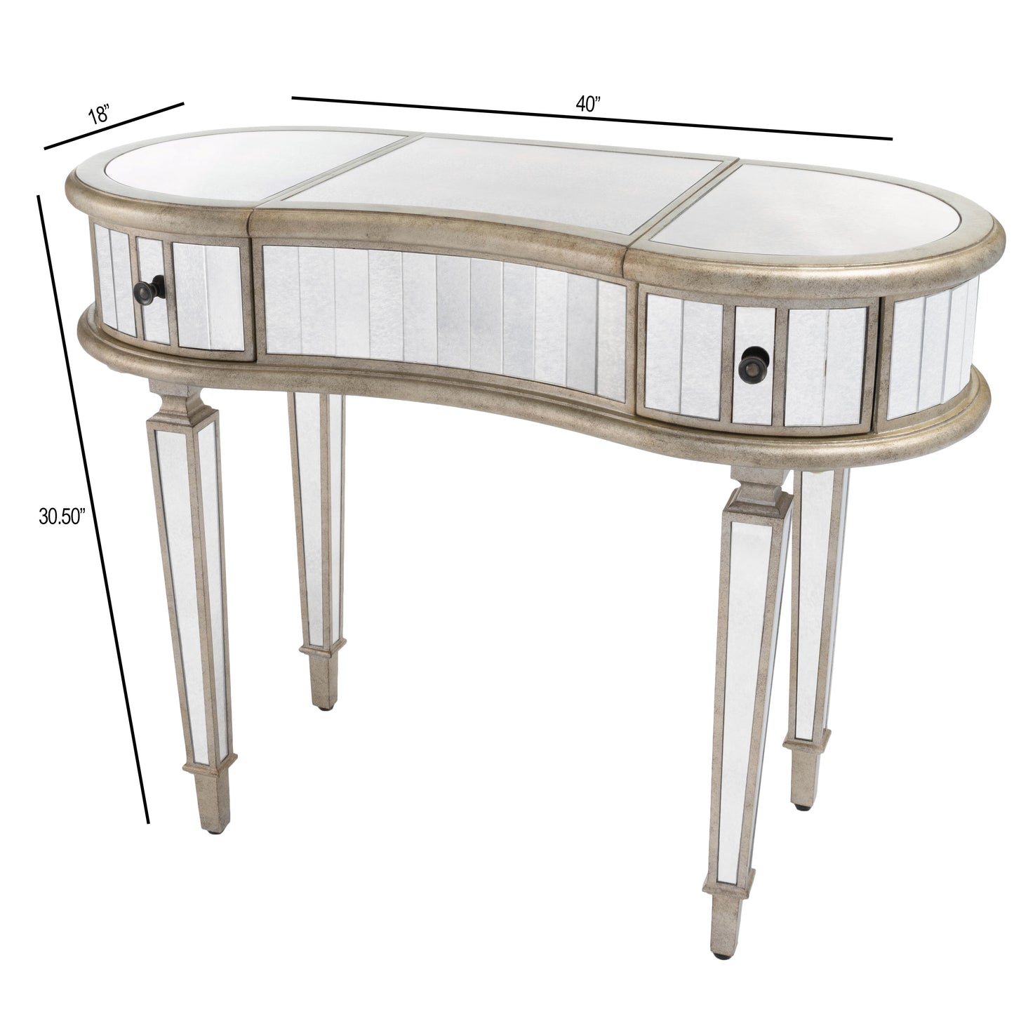 Butler Specialty Company Constance 40 in. W Rectangular Mirrored 2 Drawer Vanity Table, Silver