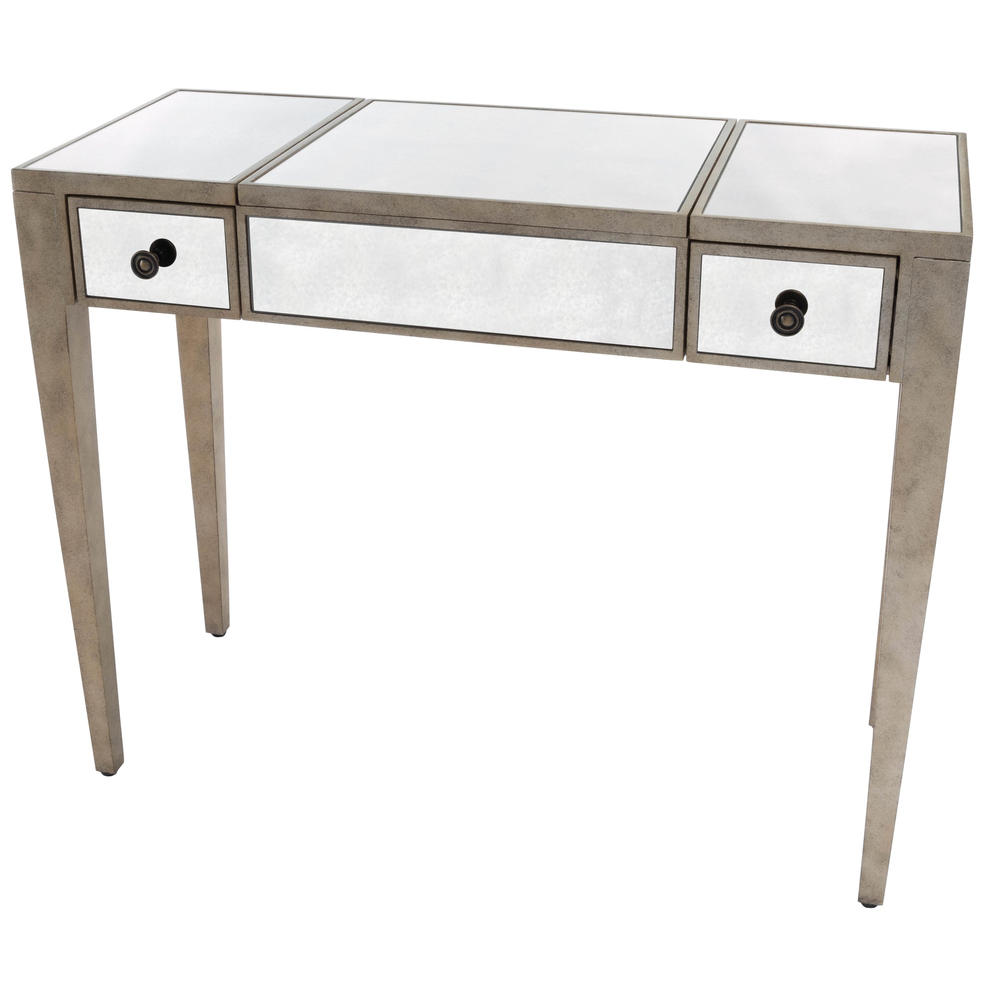 Butler Specialty Company Constance 40 in. W Rectangular Mirrored 2 Drawer Vanity Table, Silver