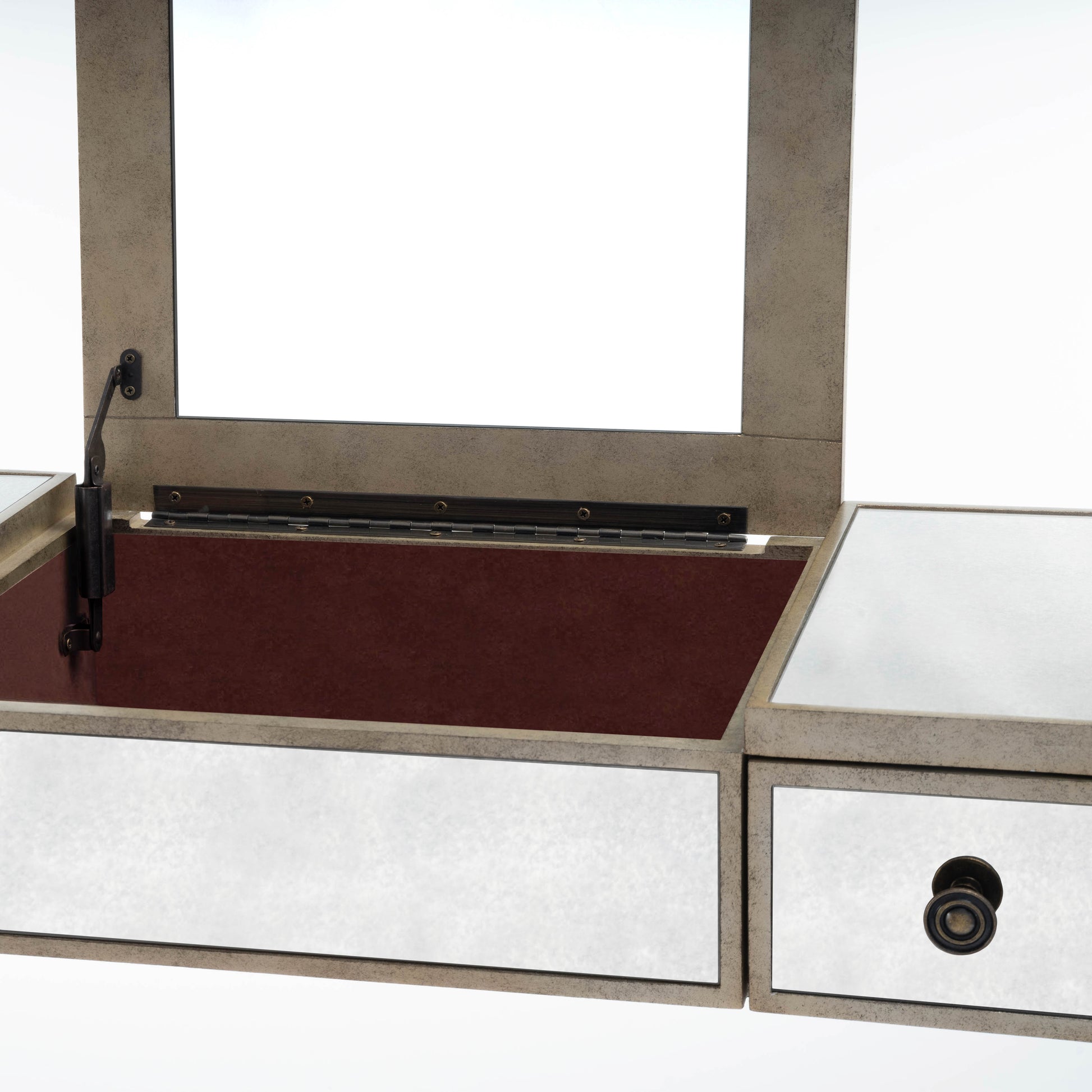 Butler Specialty Company Constance 40 in. W Rectangular Mirrored 2 Drawer Vanity Table, Silver