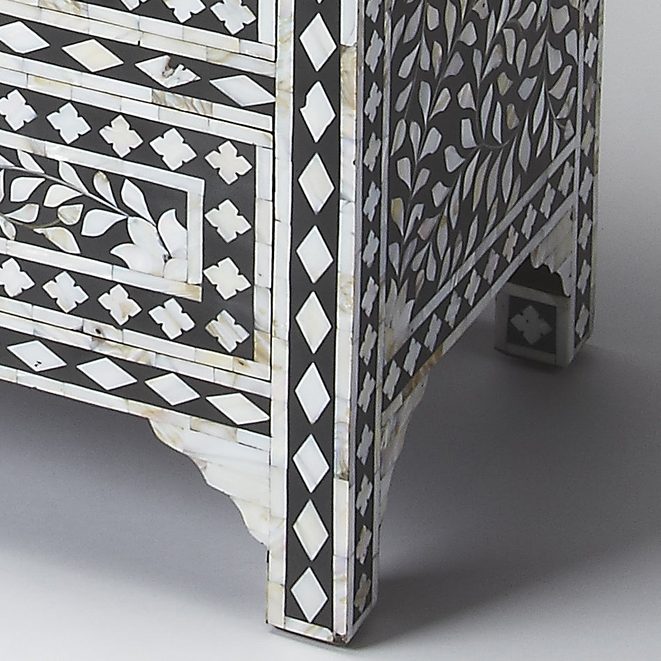 Butler Specialty Company Vivienne 36 in. W Rectangular Mother Of Pearl 3 Drawer Accent Chest, Black