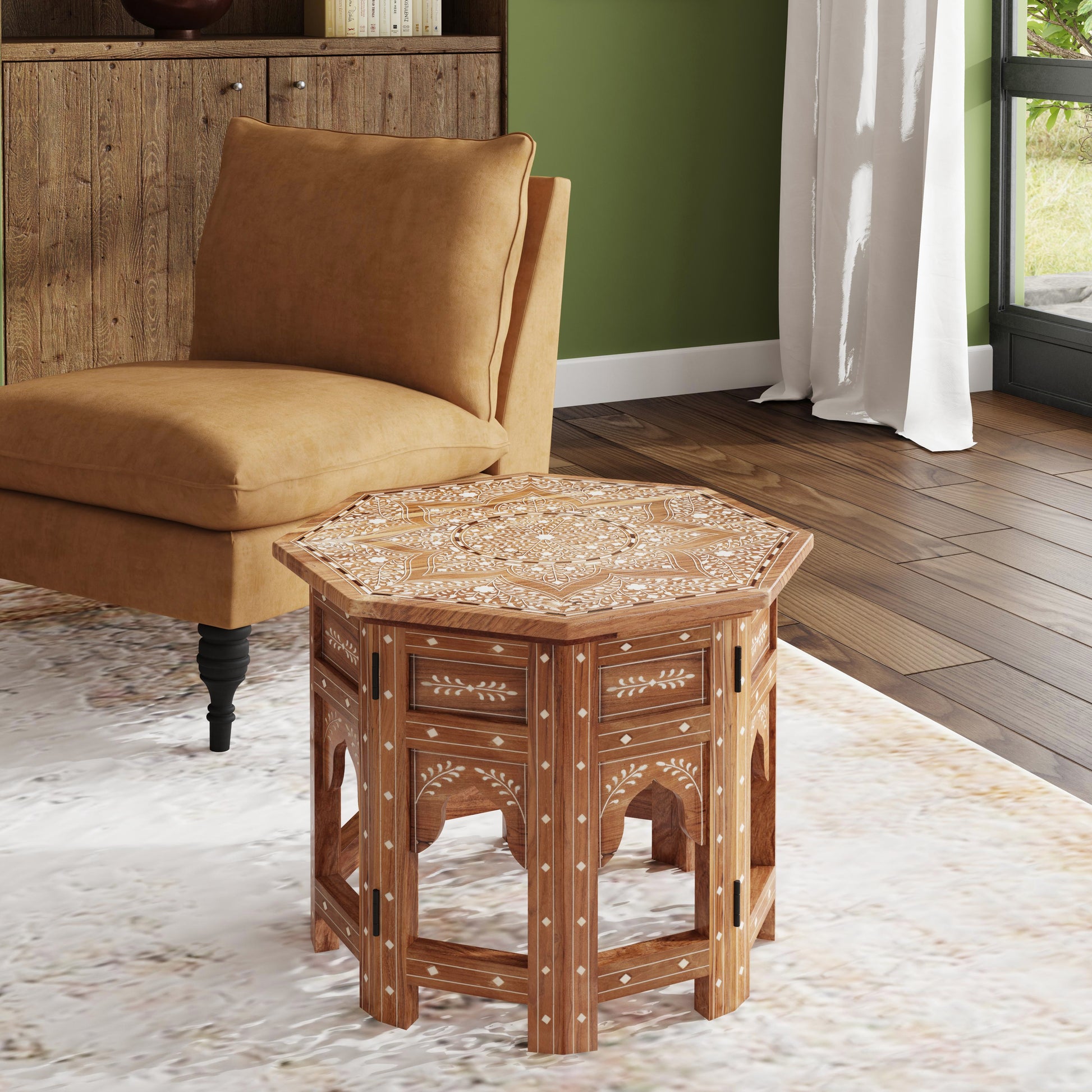 Butler Specialty Company Rashmi Wood & Bone Inlay Side Table, Medium Brown