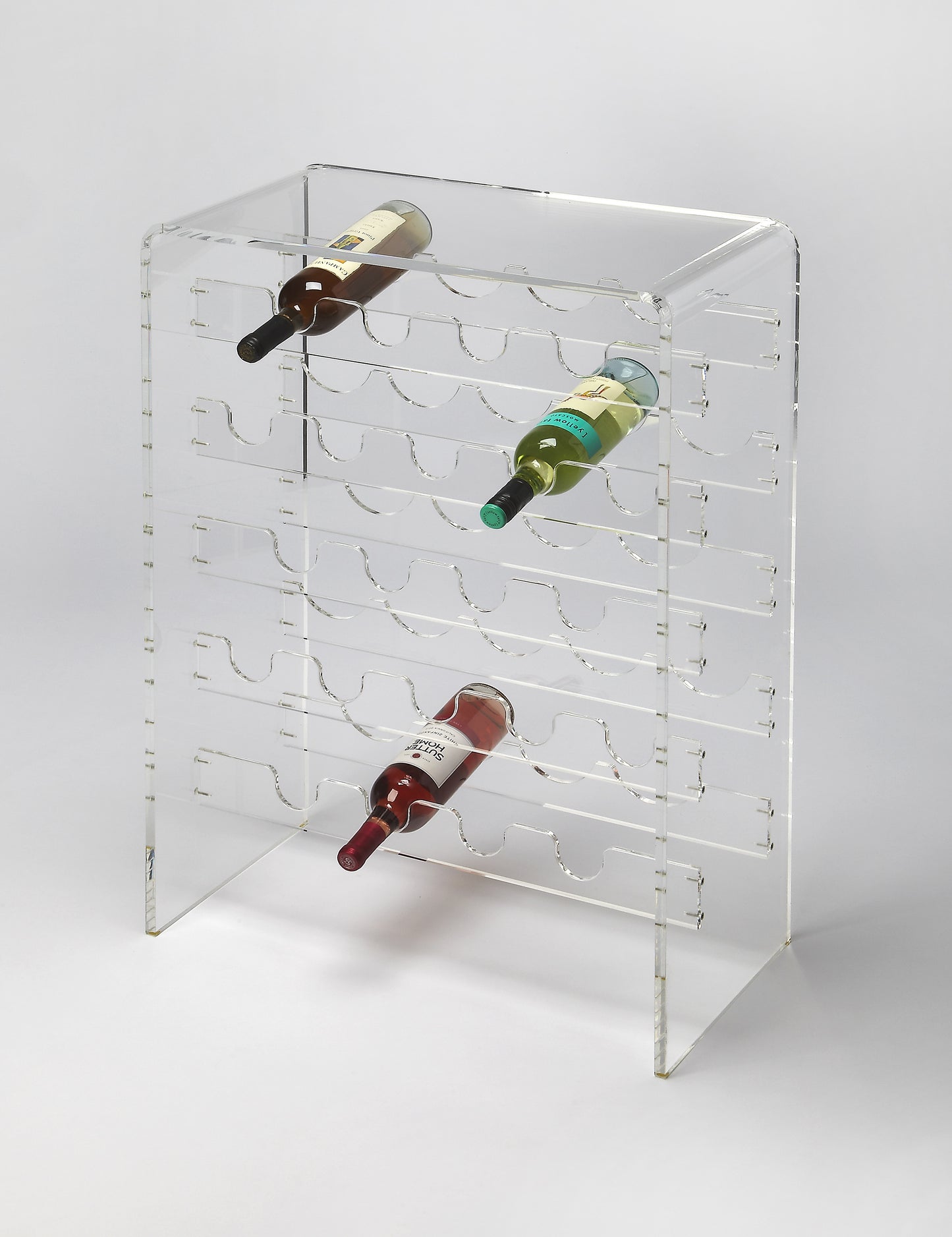 Butler Specialty Company Crystal 24 in. W Rectangular Clear Acrylic 5 Tier 20 Bottle Wine Rack, Clear