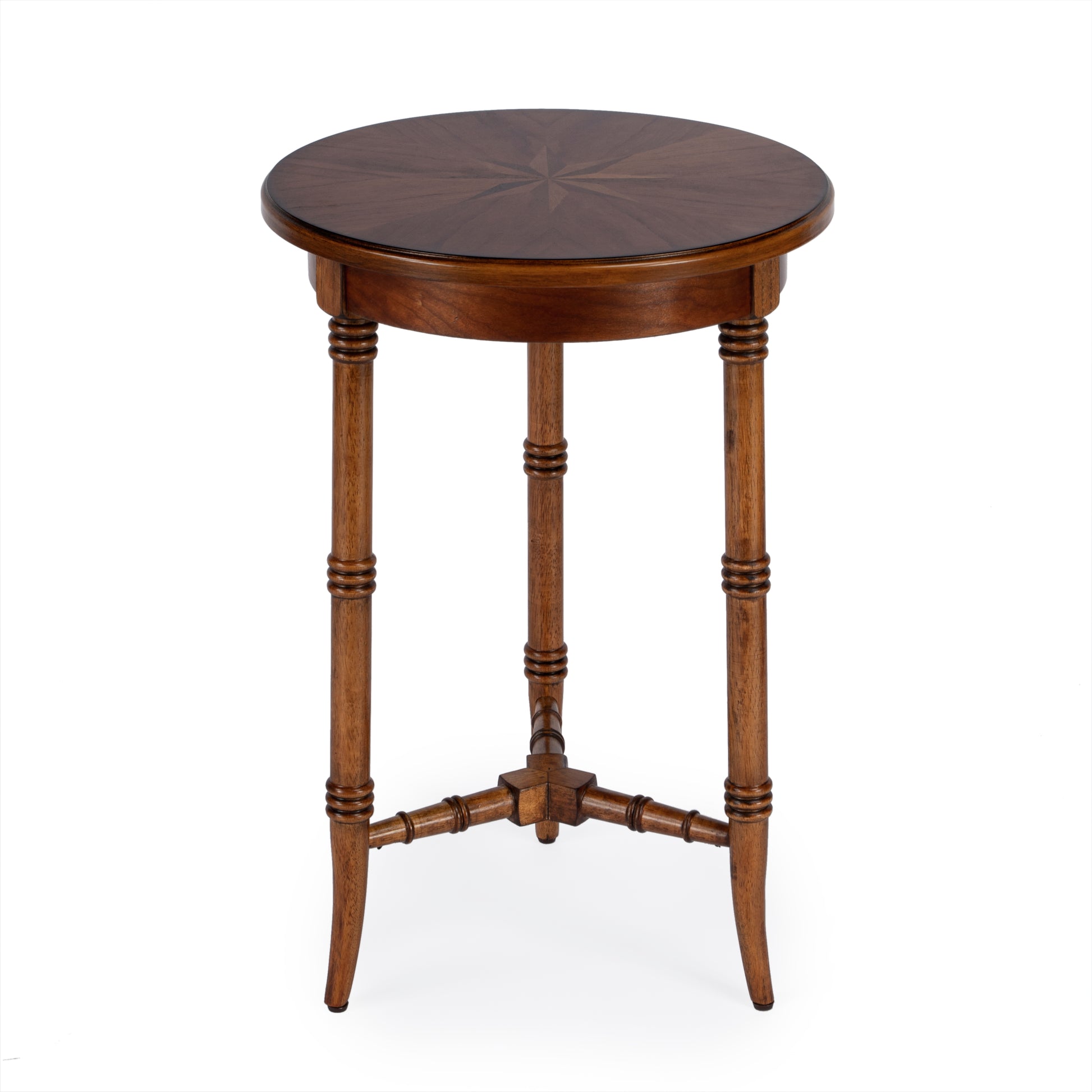 Butler Specialty Company Isla 16 in. W Round Wood 3 Leg Side Table, Medium Brown