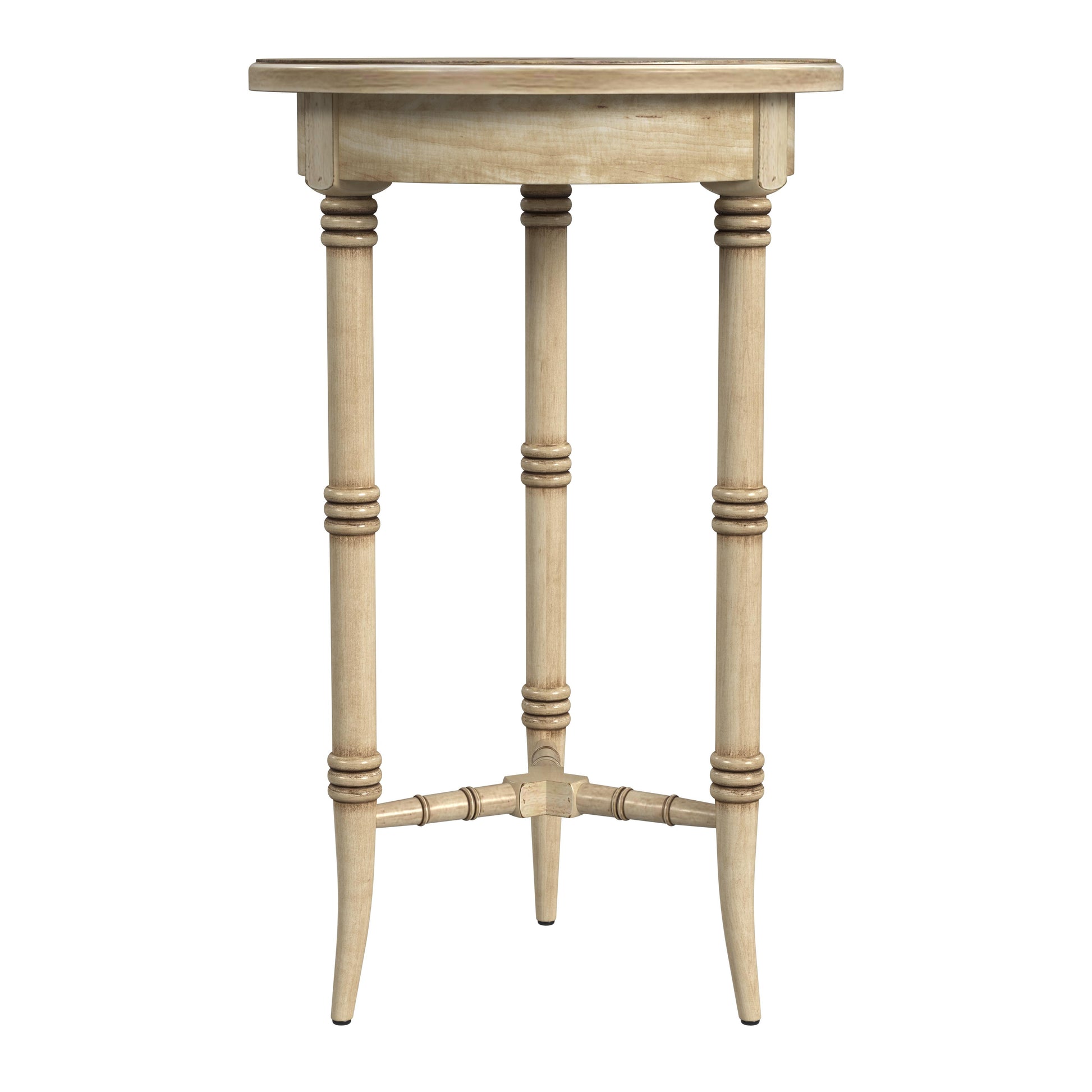Butler Specialty Company Isla 16 in. W Round Wood 3 Leg Side Table, Beige