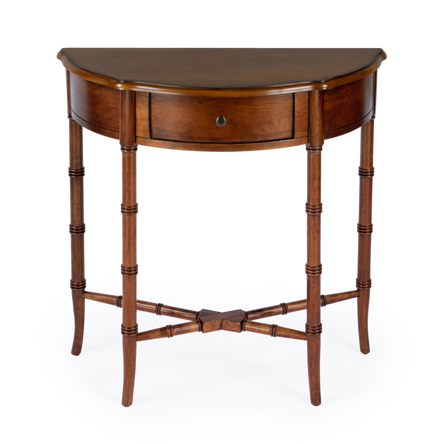 Butler Specialty Company Skilling 31 in. W Specialty Demilune Shape Wood 1 Drawer Console Table, Brown