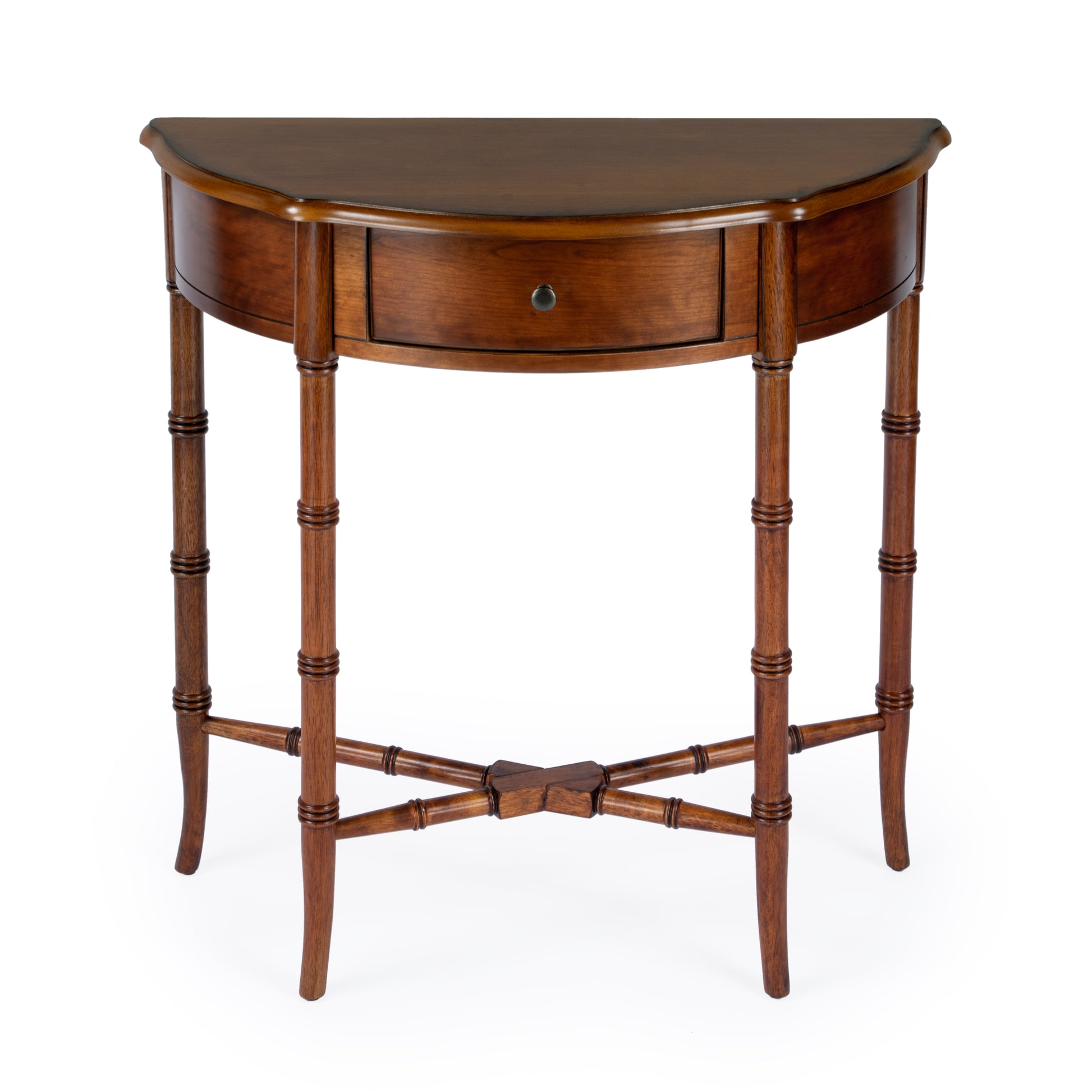 Butler Specialty Company Skilling 31 in. W Specialty Demilune Shape Wood 1 Drawer Console Table, Brown