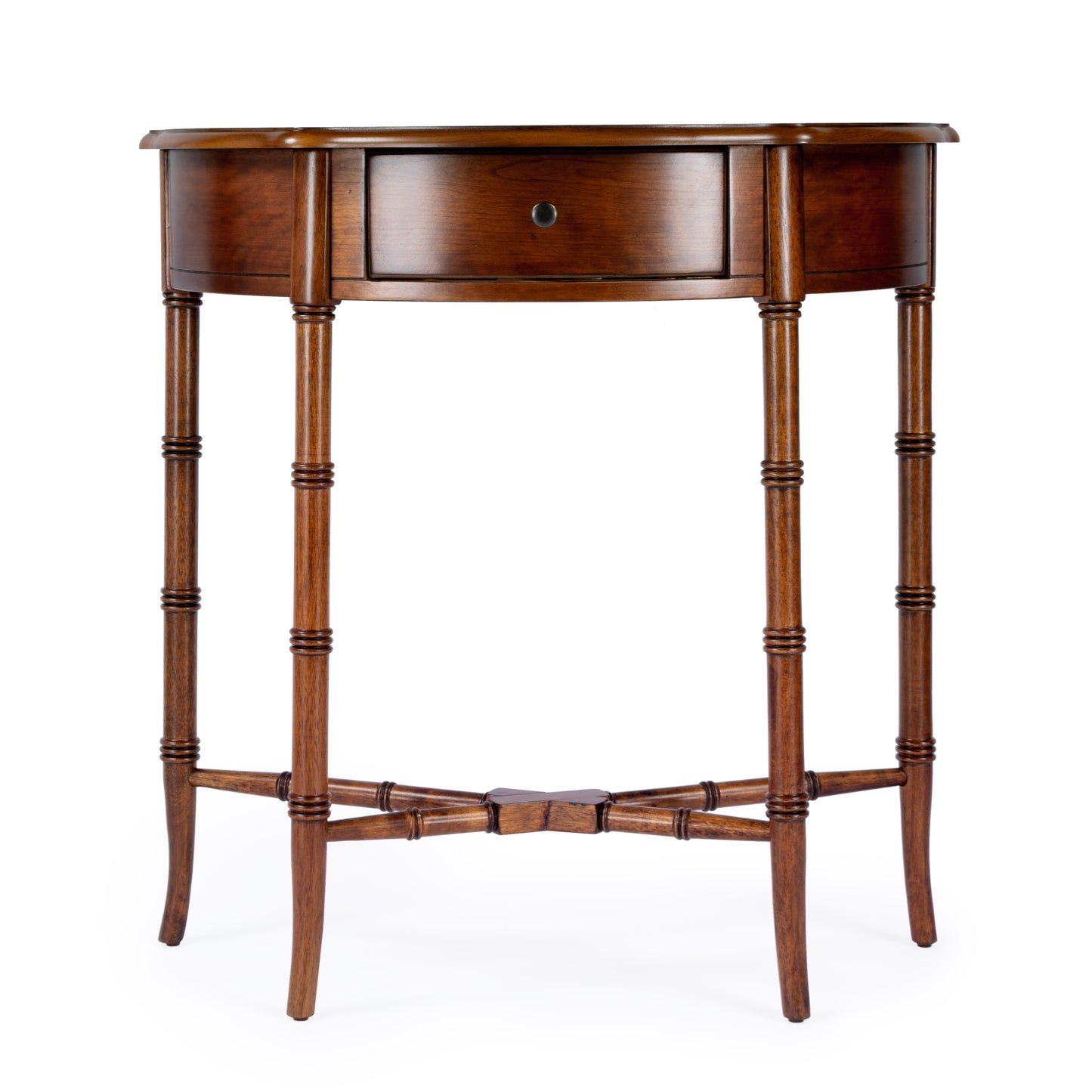 Butler Specialty Company Skilling 31 in. W Specialty Demilune Shape Wood 1 Drawer Console Table, Brown