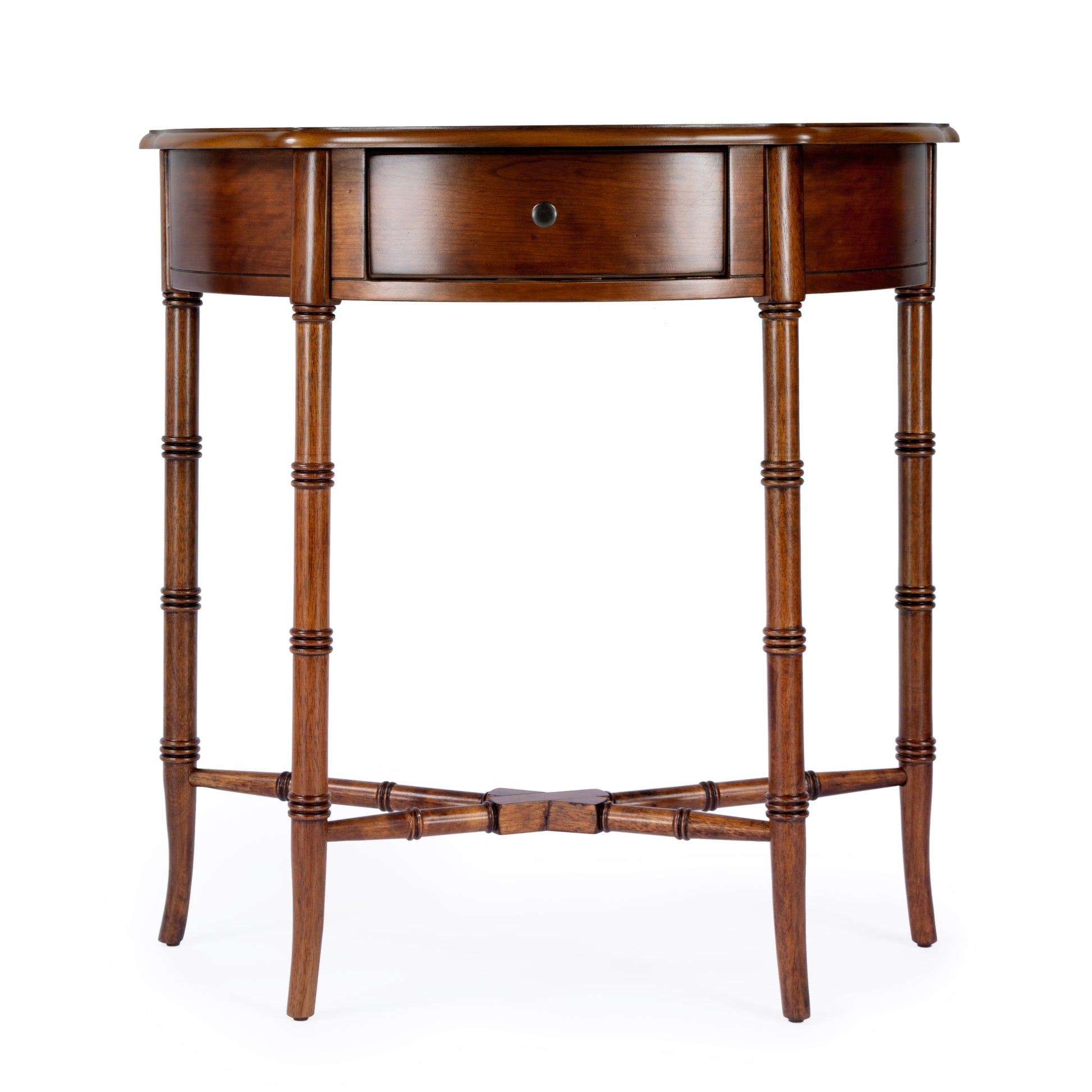 Butler Specialty Company Skilling 31 in. W Specialty Demilune Shape Wood 1 Drawer Console Table, Brown
