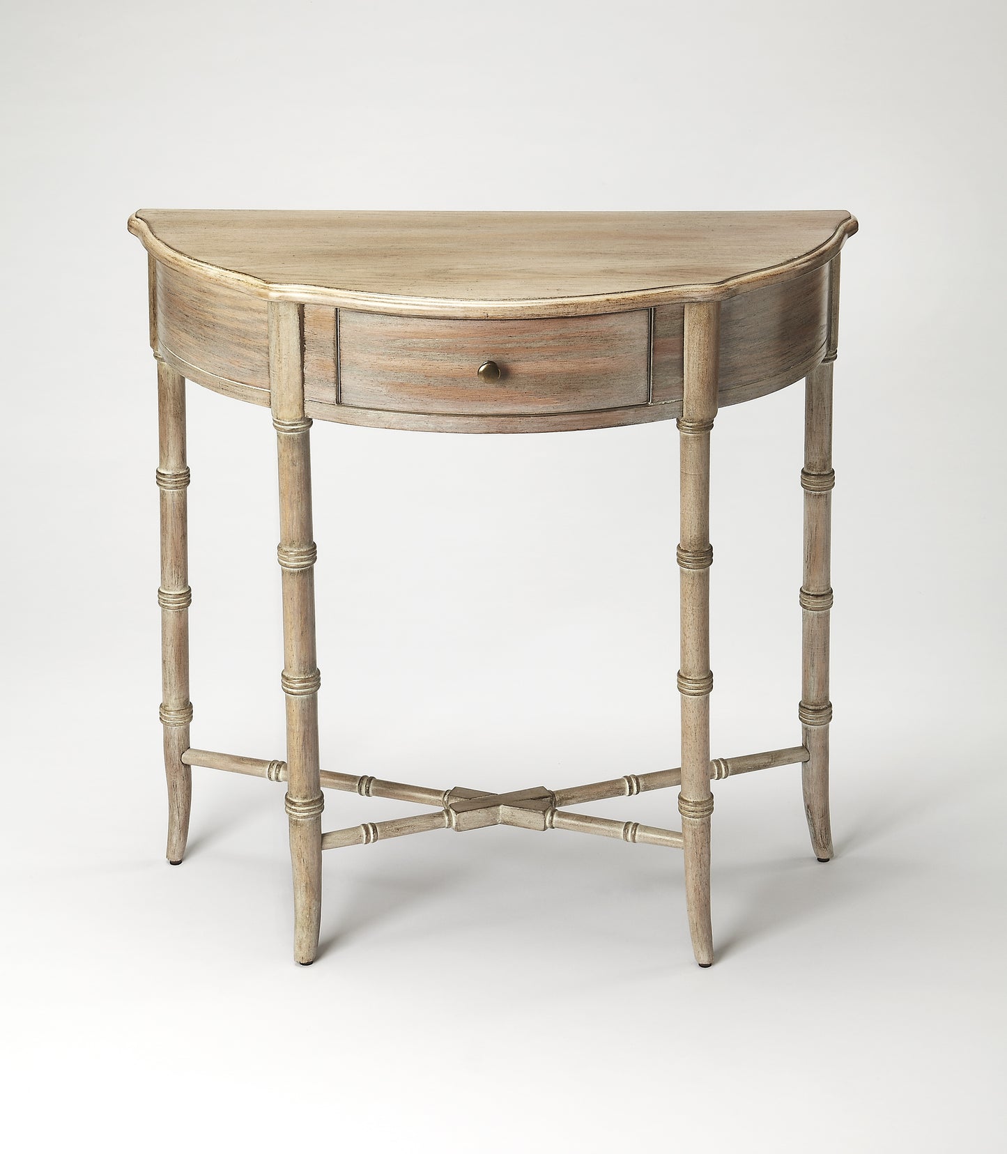 Butler Specialty Company Skilling 31 in. W Specialty Demilune Shape Wood 1 Drawer Console Table, Gray