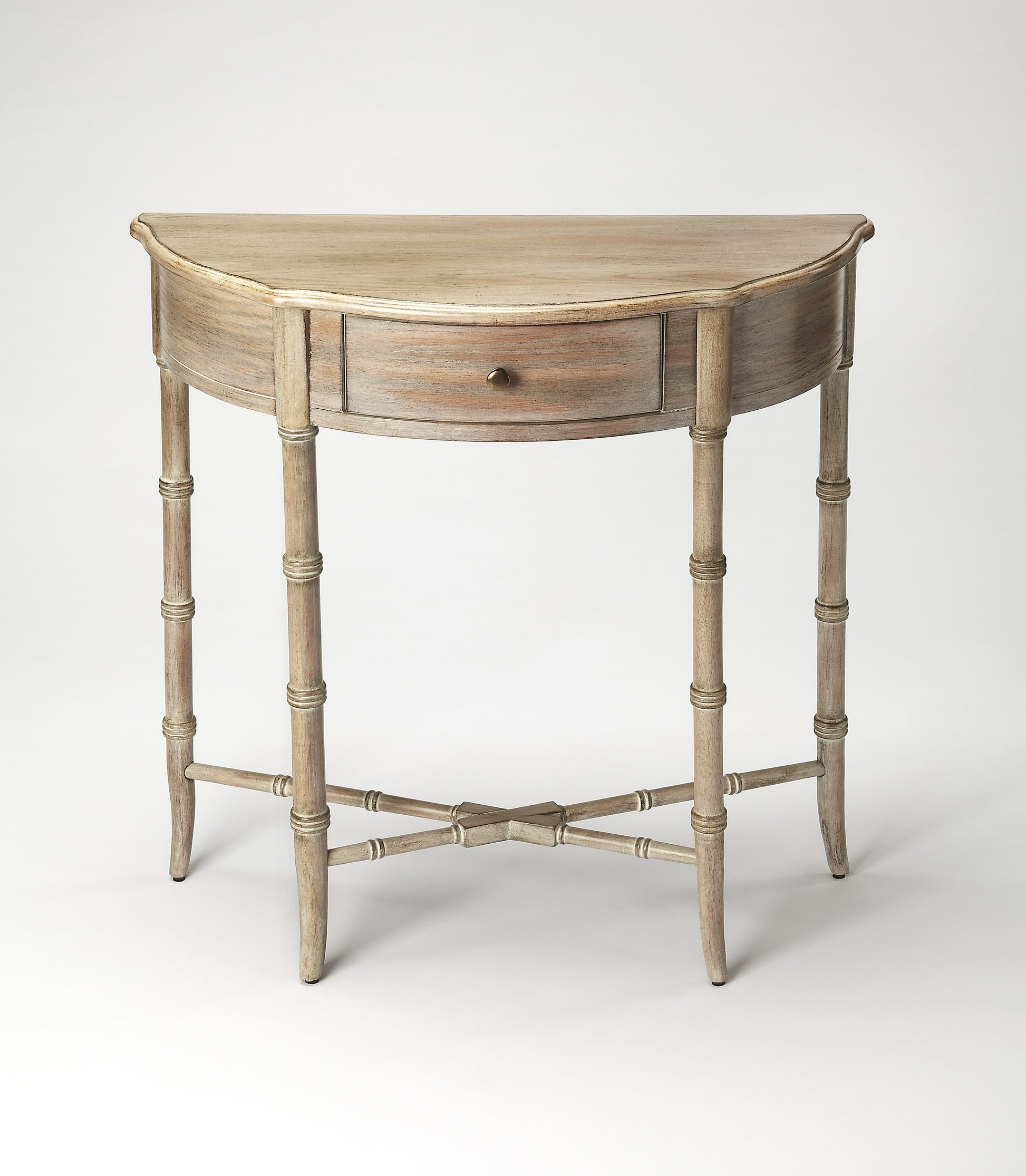 Butler Specialty Company Skilling 31 in. W Specialty Demilune Shape Wood 1 Drawer Console Table, Gray