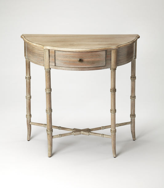 Butler Specialty Company Skilling 31 in. W Specialty Demilune Shape Wood 1 Drawer Console Table, Gray
