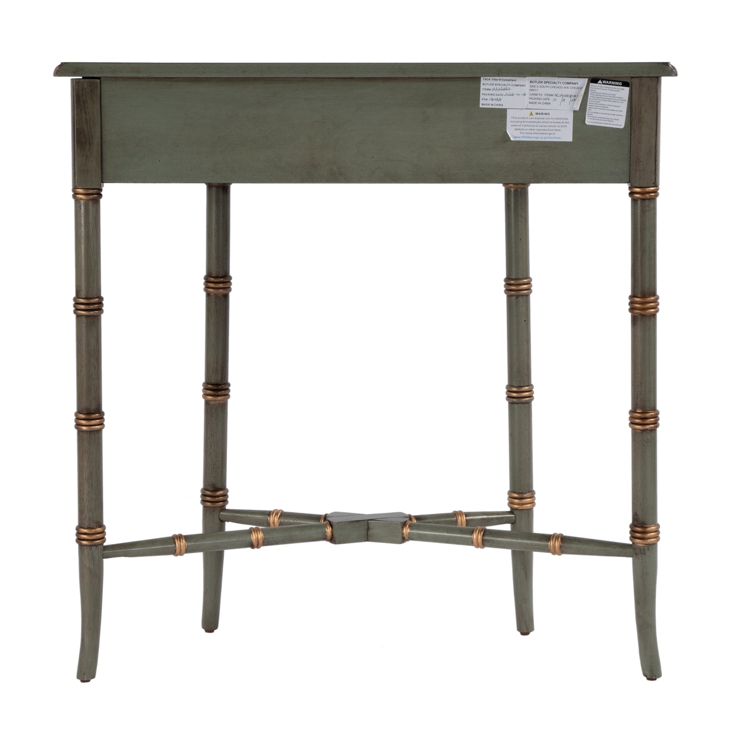 Butler Specialty Company Skilling 31 in. W Specialty Demilune Shape Wood 1 Drawer Console Table, Pastel Green