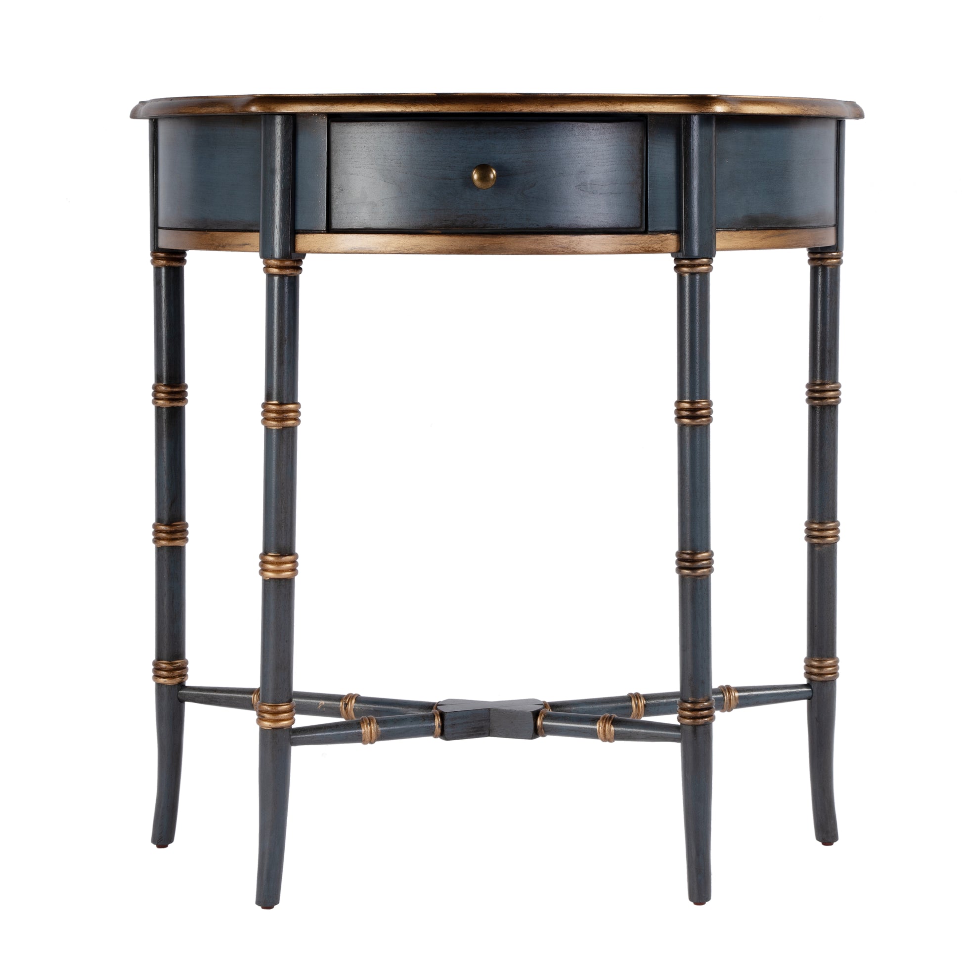 Butler Specialty Company Skilling 31 in. W Specialty Demilune Shape Wood 1 Drawer Console Table, Pastel Blue