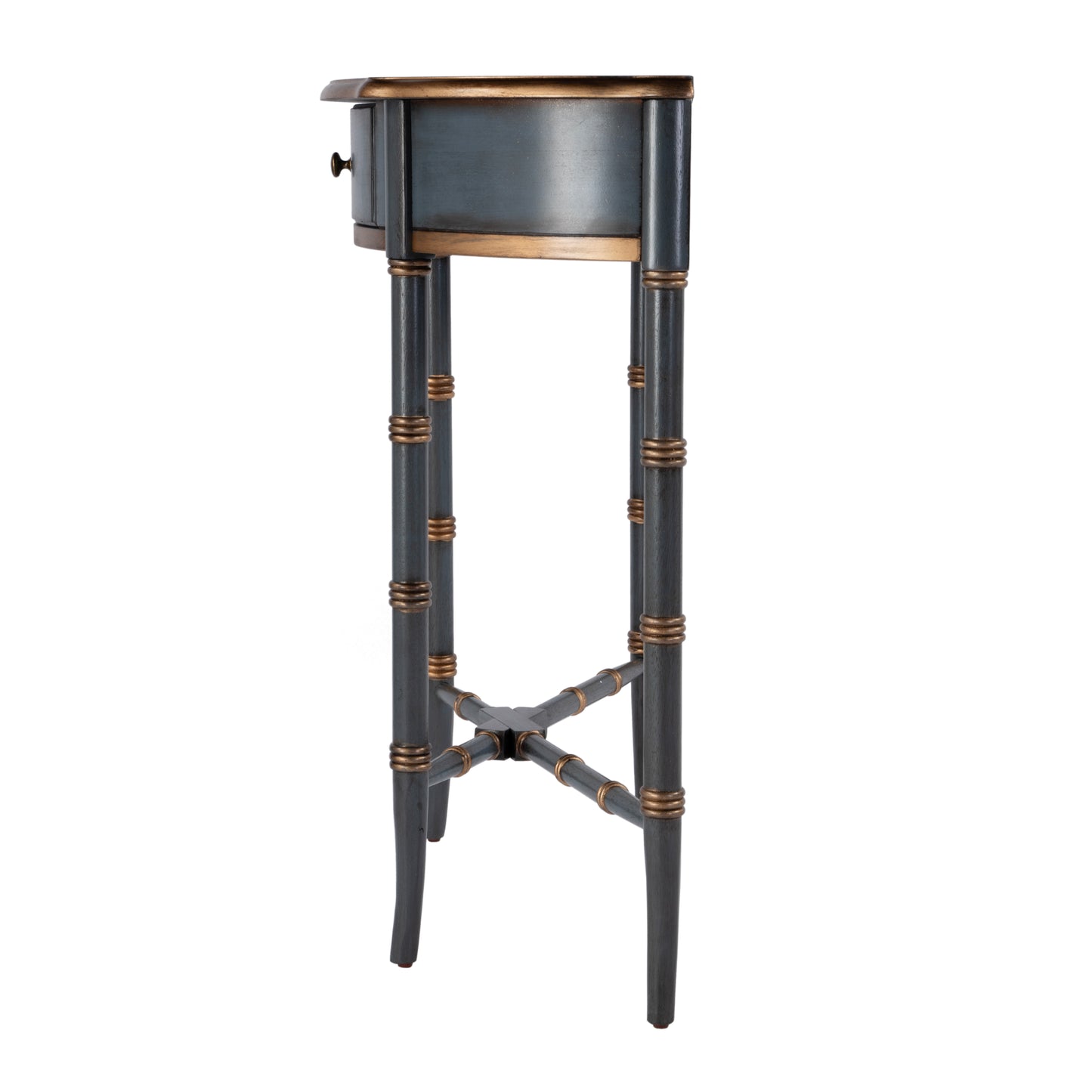 Butler Specialty Company Skilling 31 in. W Specialty Demilune Shape Wood 1 Drawer Console Table, Pastel Blue