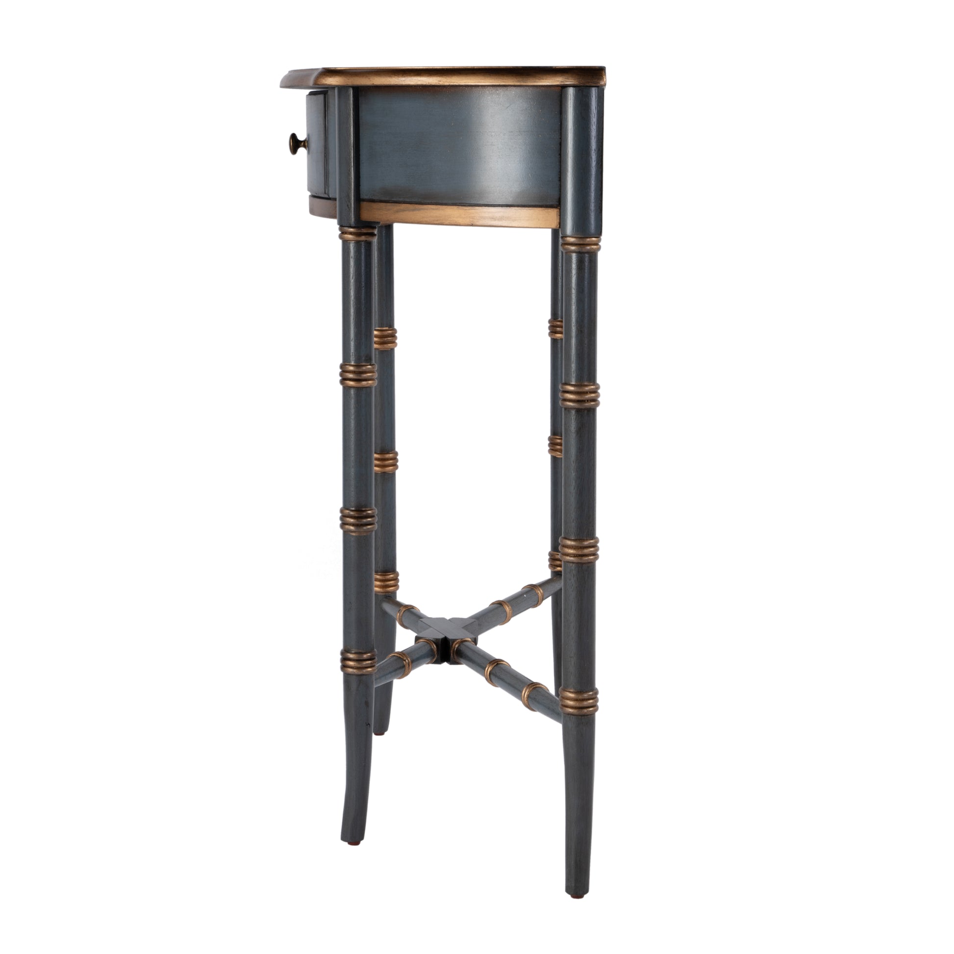 Butler Specialty Company Skilling 31 in. W Specialty Demilune Shape Wood 1 Drawer Console Table, Pastel Blue