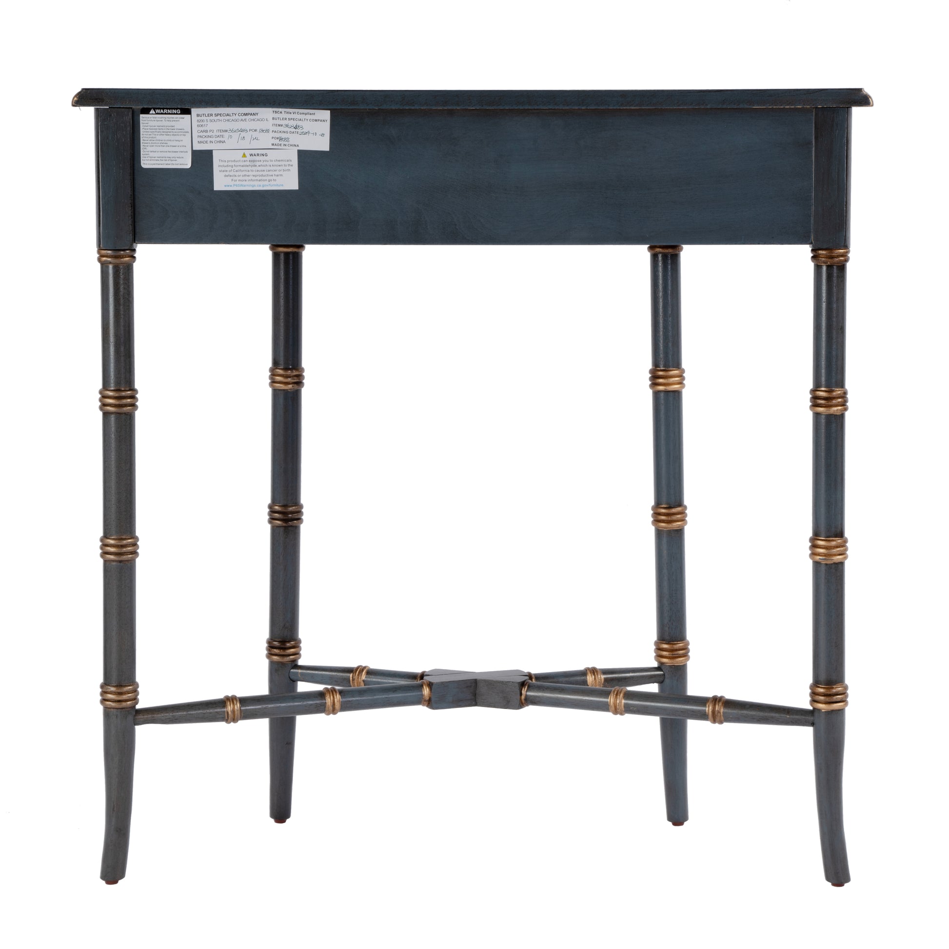 Butler Specialty Company Skilling 31 in. W Specialty Demilune Shape Wood 1 Drawer Console Table, Pastel Blue