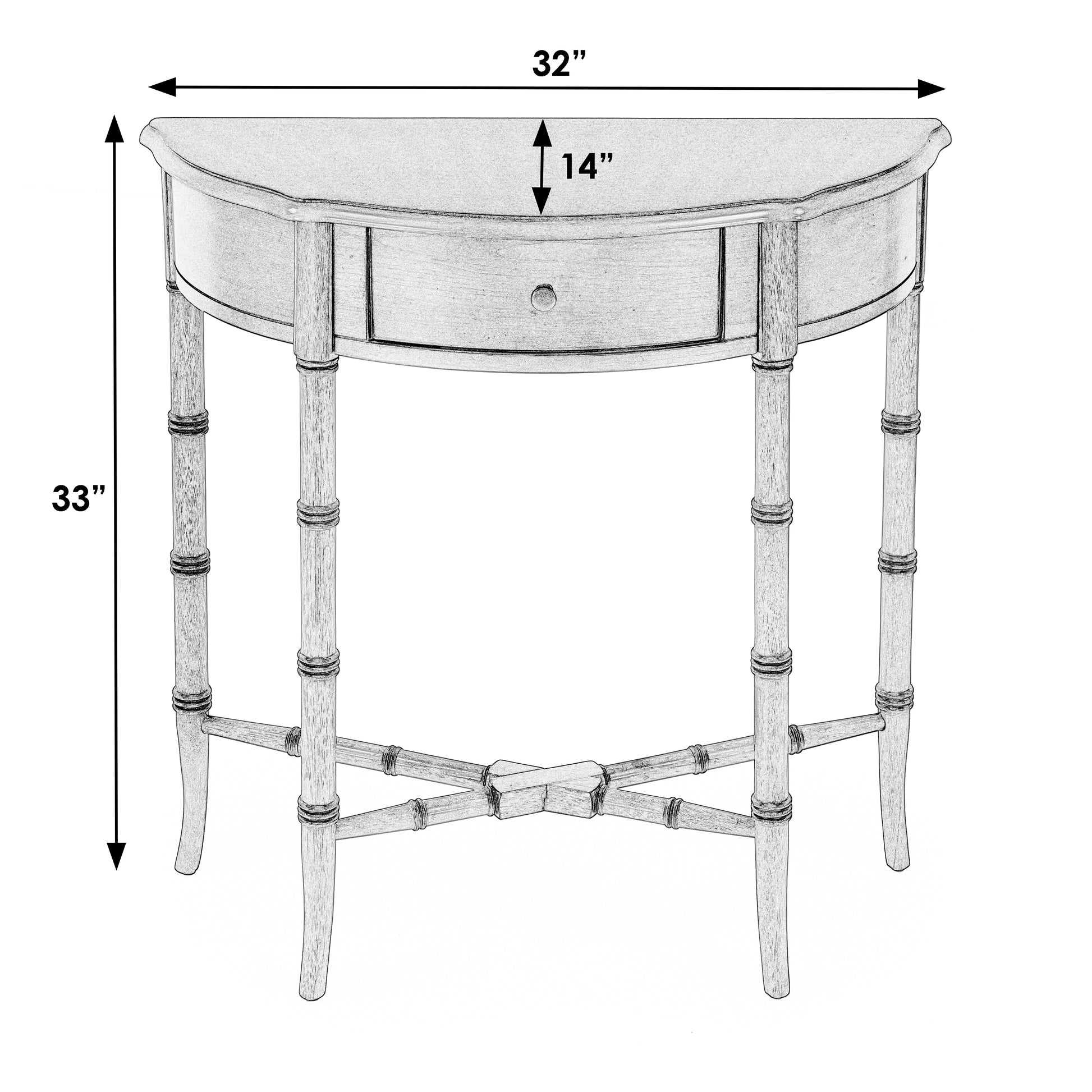 Butler Specialty Company Skilling 31 in. W Specialty Demilune Shape Wood 1 Drawer Console Table, Pastel Blue
