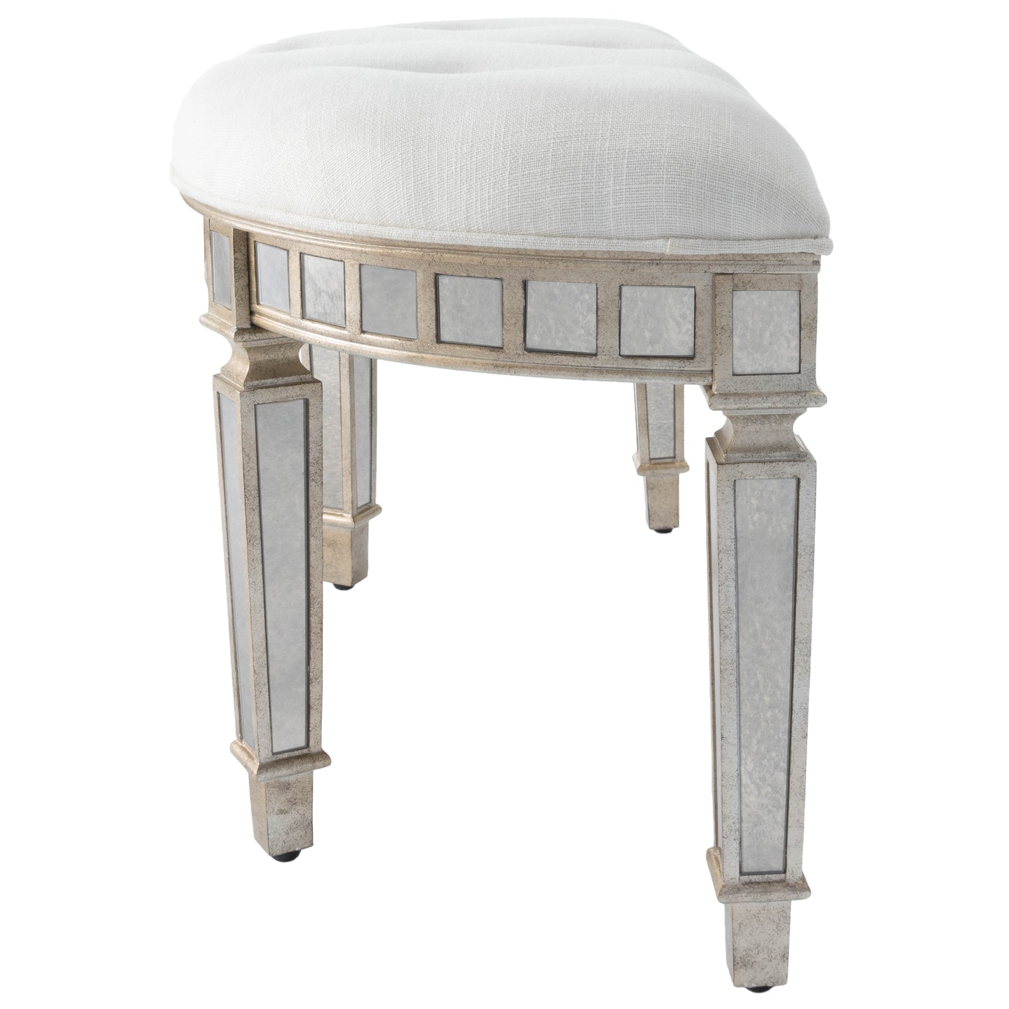 Garbo Mirrored Demilune 38"W Bench in Silver 3636146
