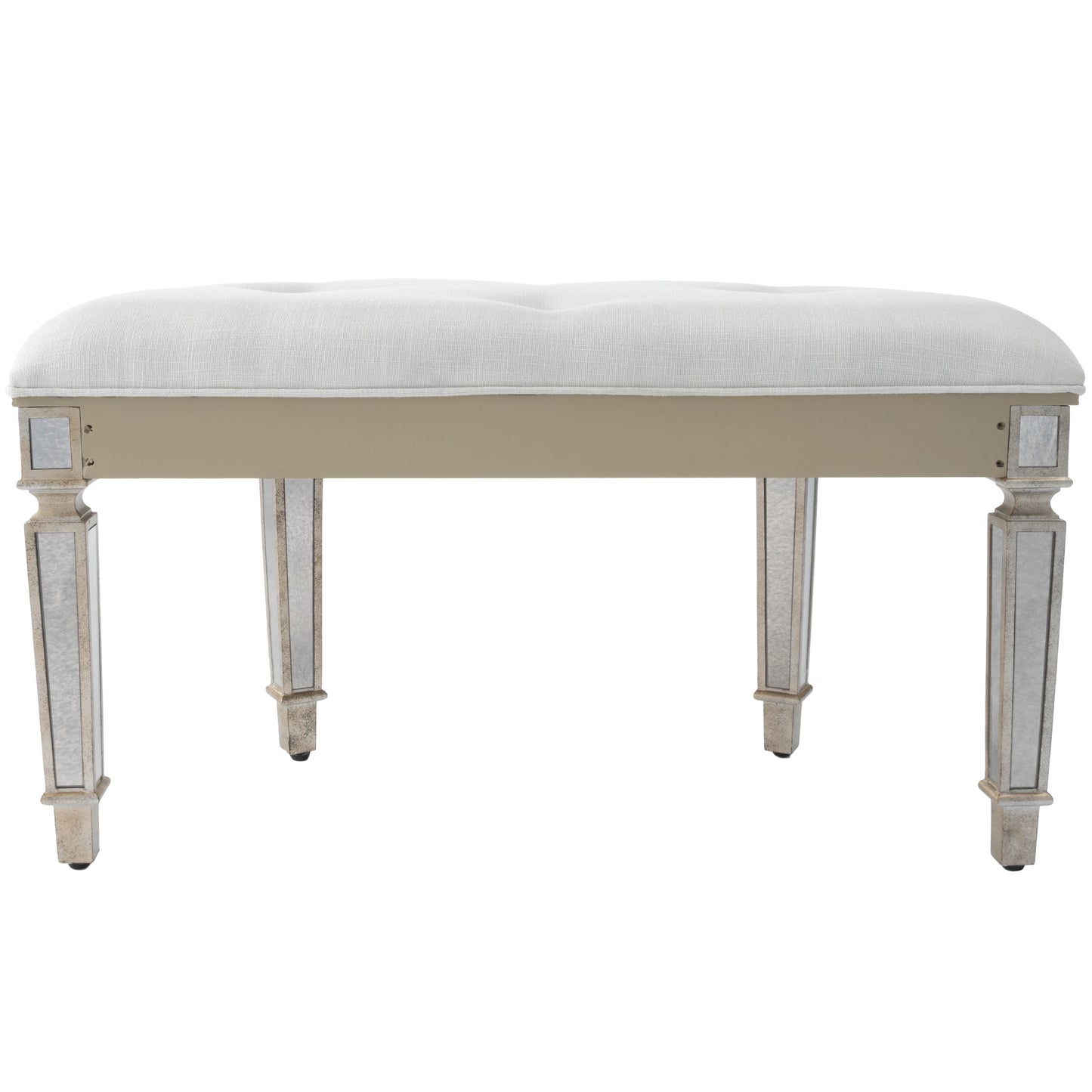 Garbo Mirrored Demilune 38"W Bench in Silver 3636146