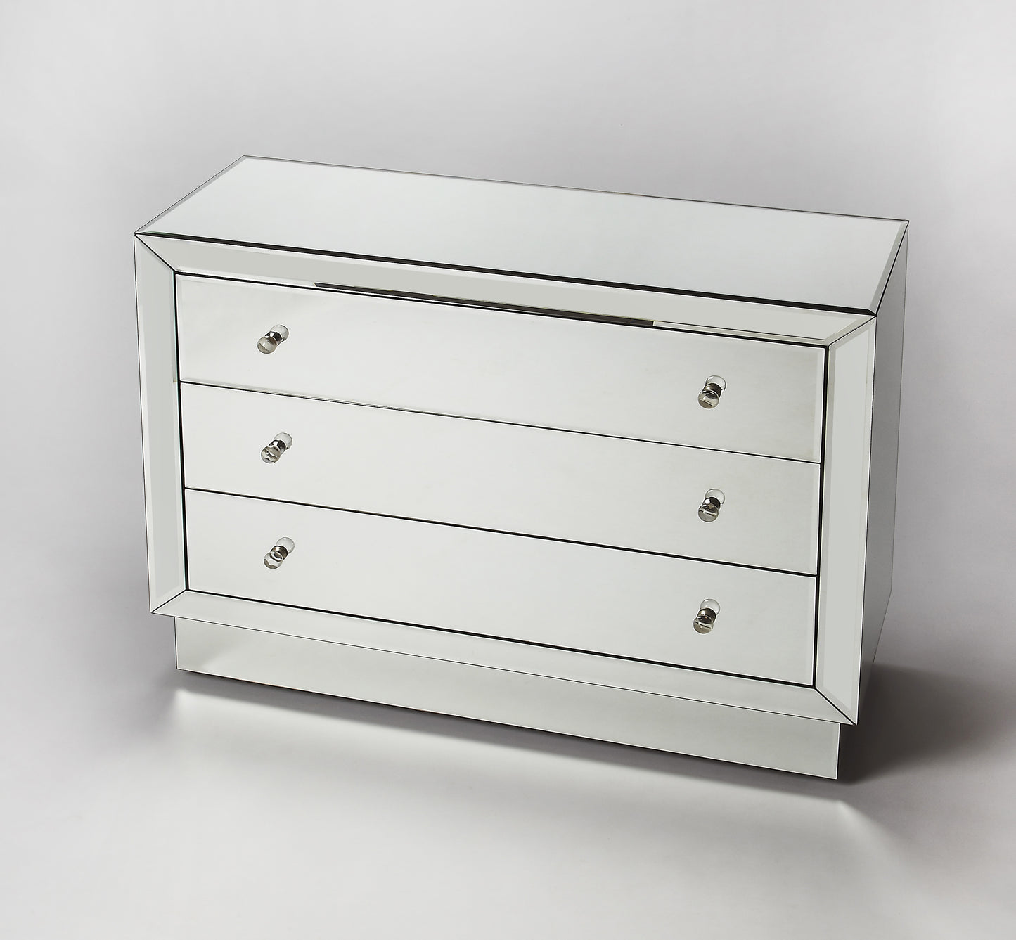 Butler Specialty Company Emma 42 in. W Rectangular Mirrored 3 Drawer Chest, Clear