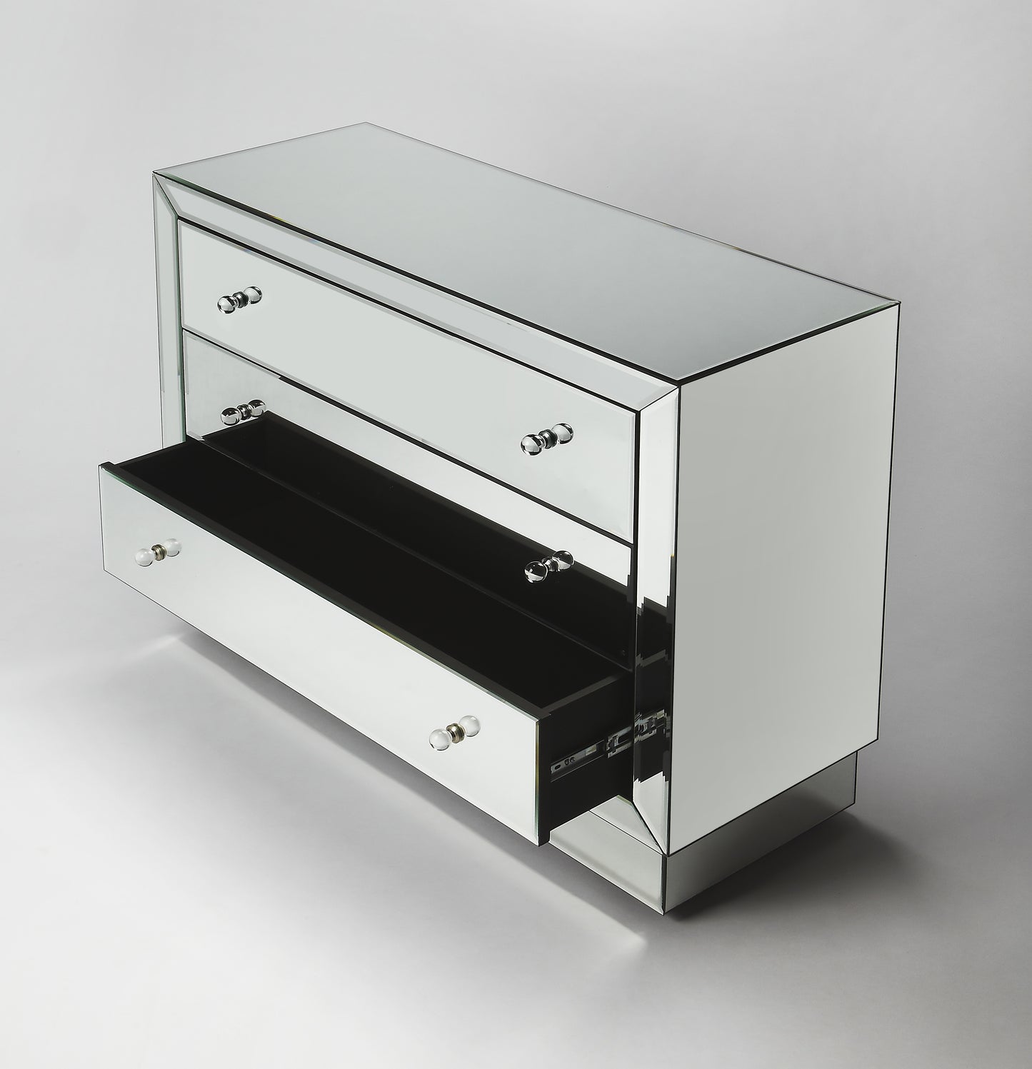 Butler Specialty Company Emma 42 in. W Rectangular Mirrored 3 Drawer Chest, Clear